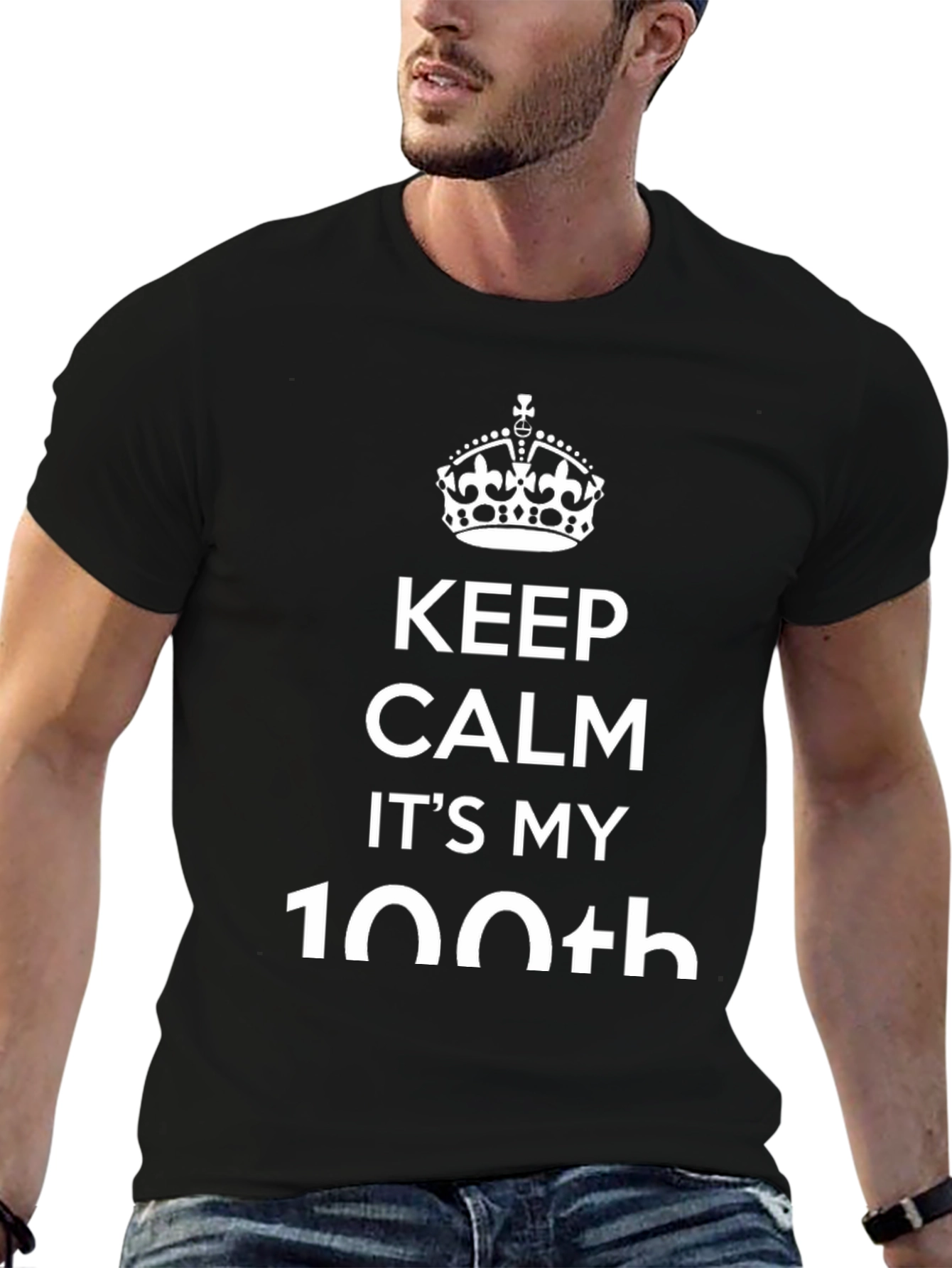 Black Keep Calm It's My 100th Birthday T-Shirt view 6