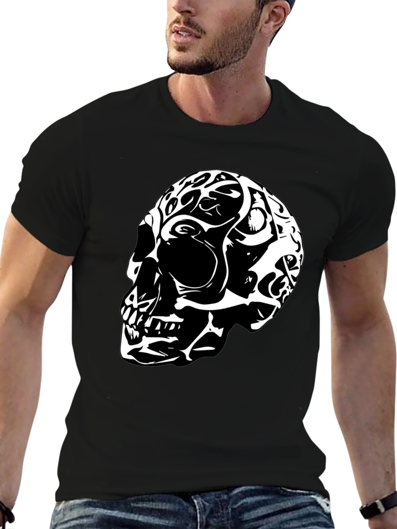 Black Skull Graphic T-Shirt - Black view 6