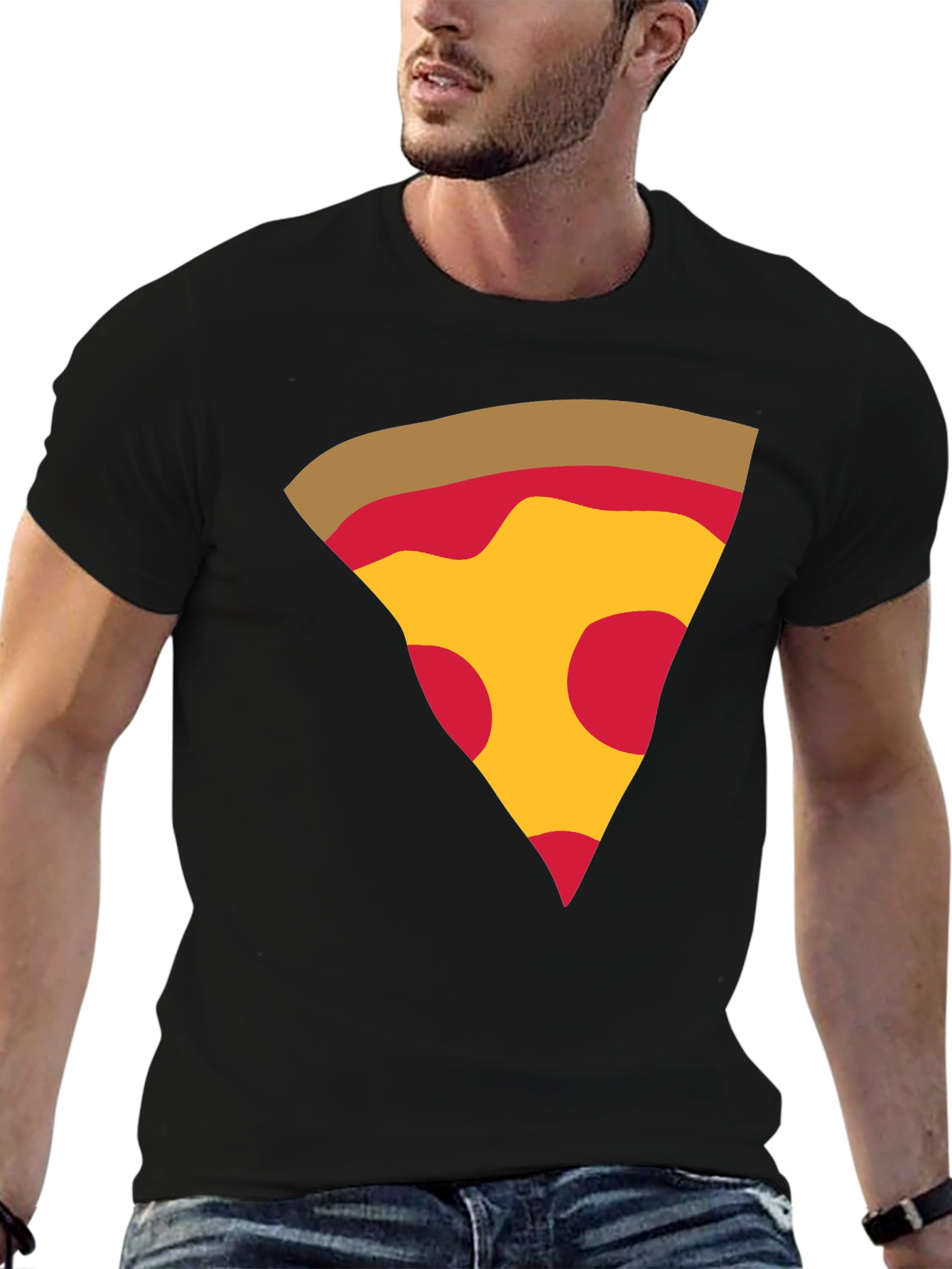 Black Pizza Slice Graphic T-Shirt view 6