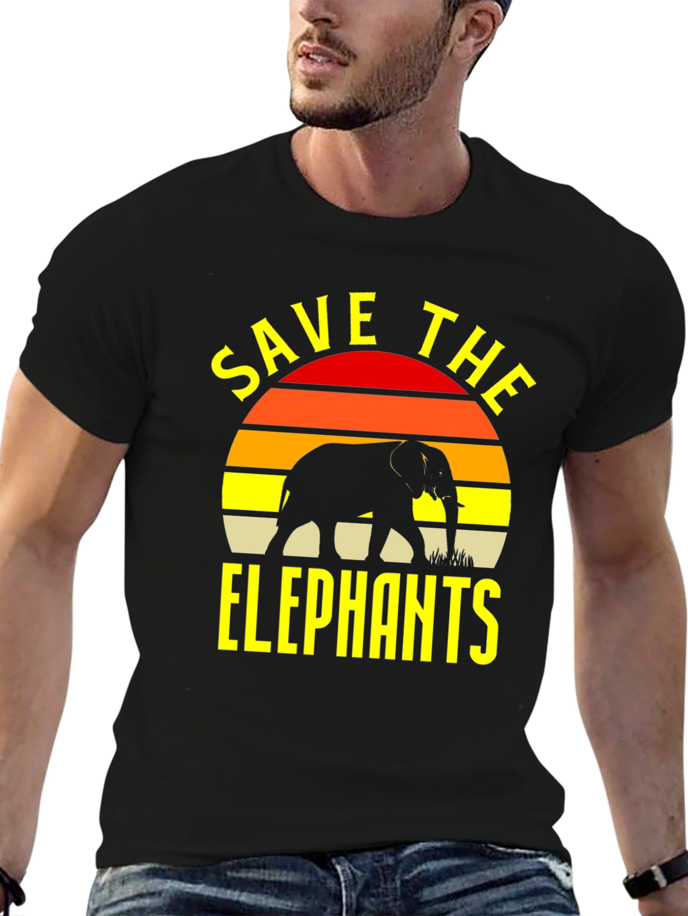 Black Save The Elephants T-Shirt Black Wildlife Conservation Tee view 6