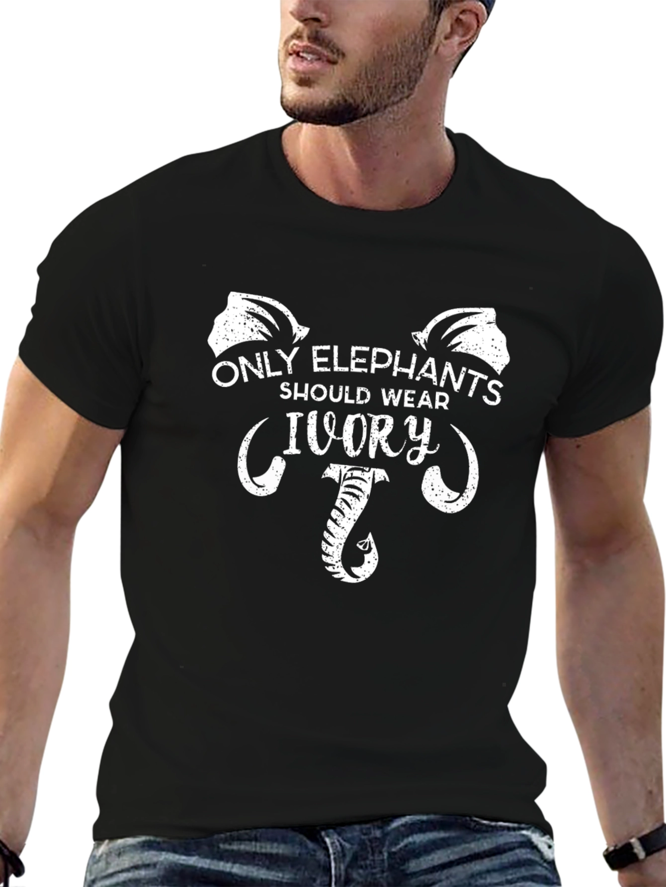 Black Only Elephants Should Wear Ivory Graphic Tee view 6