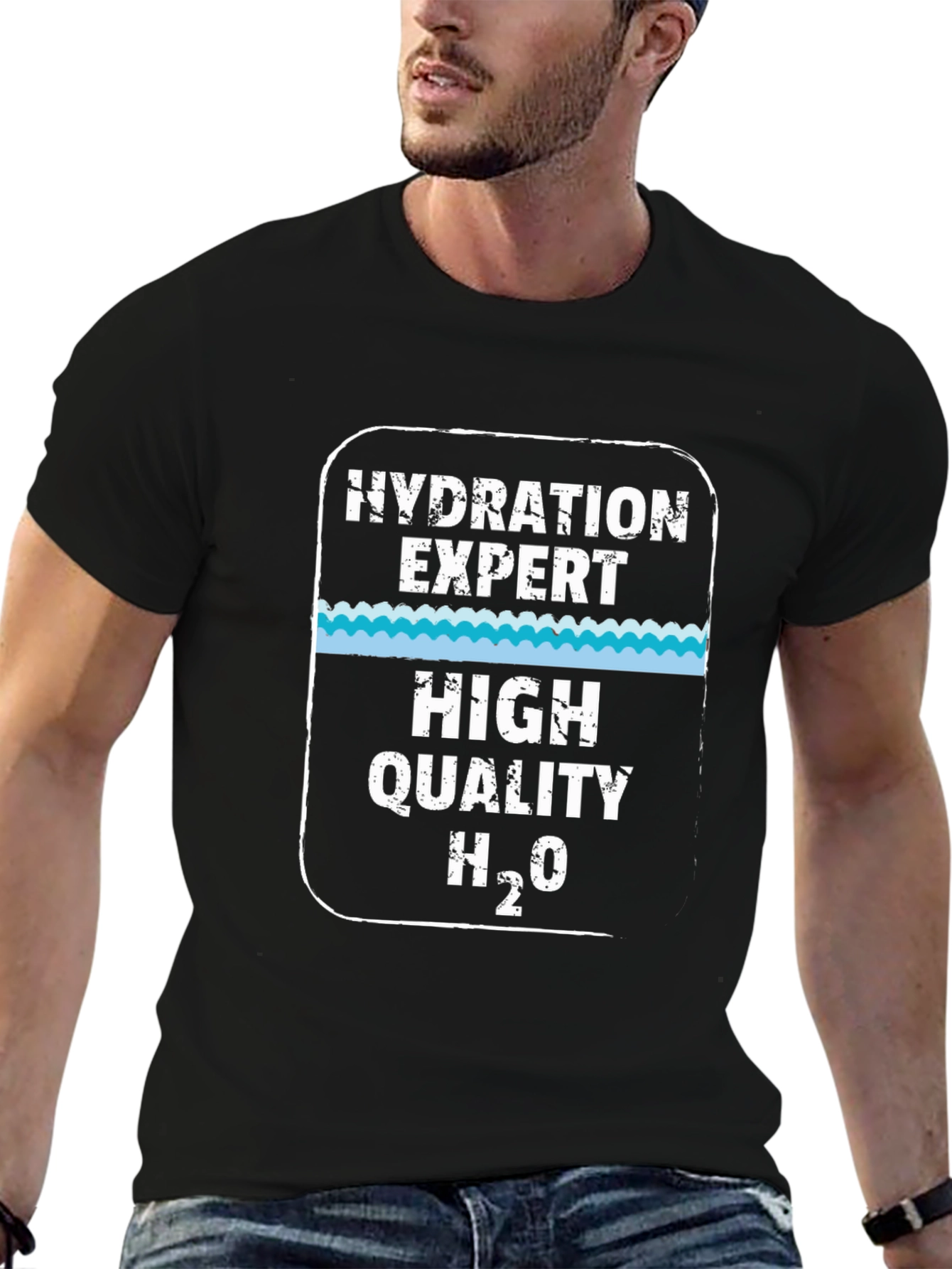Black Hydration Expert H2O Funny T-Shirt view 6