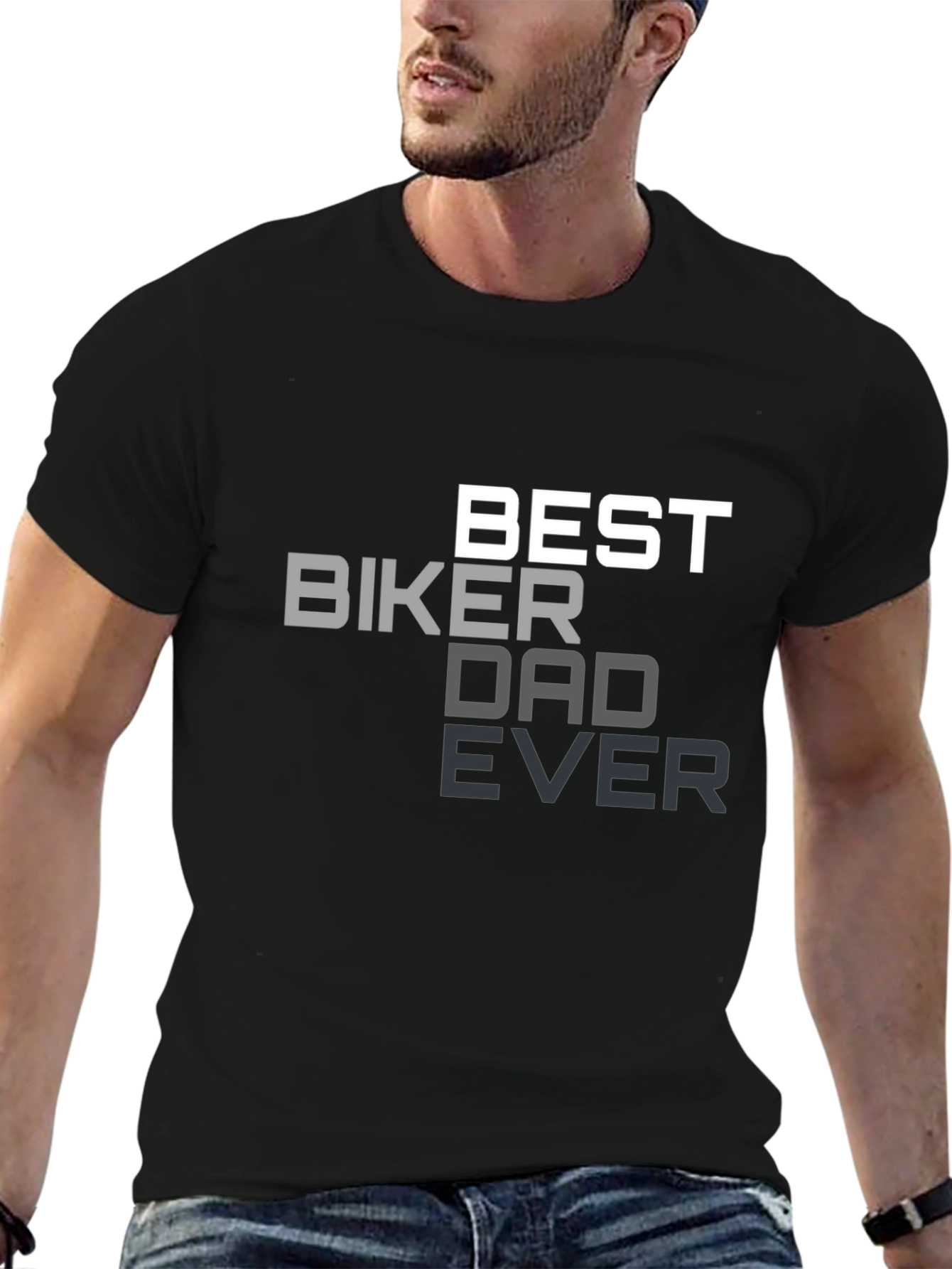 Black Best Biker Dad Ever Black T-Shirt view 6