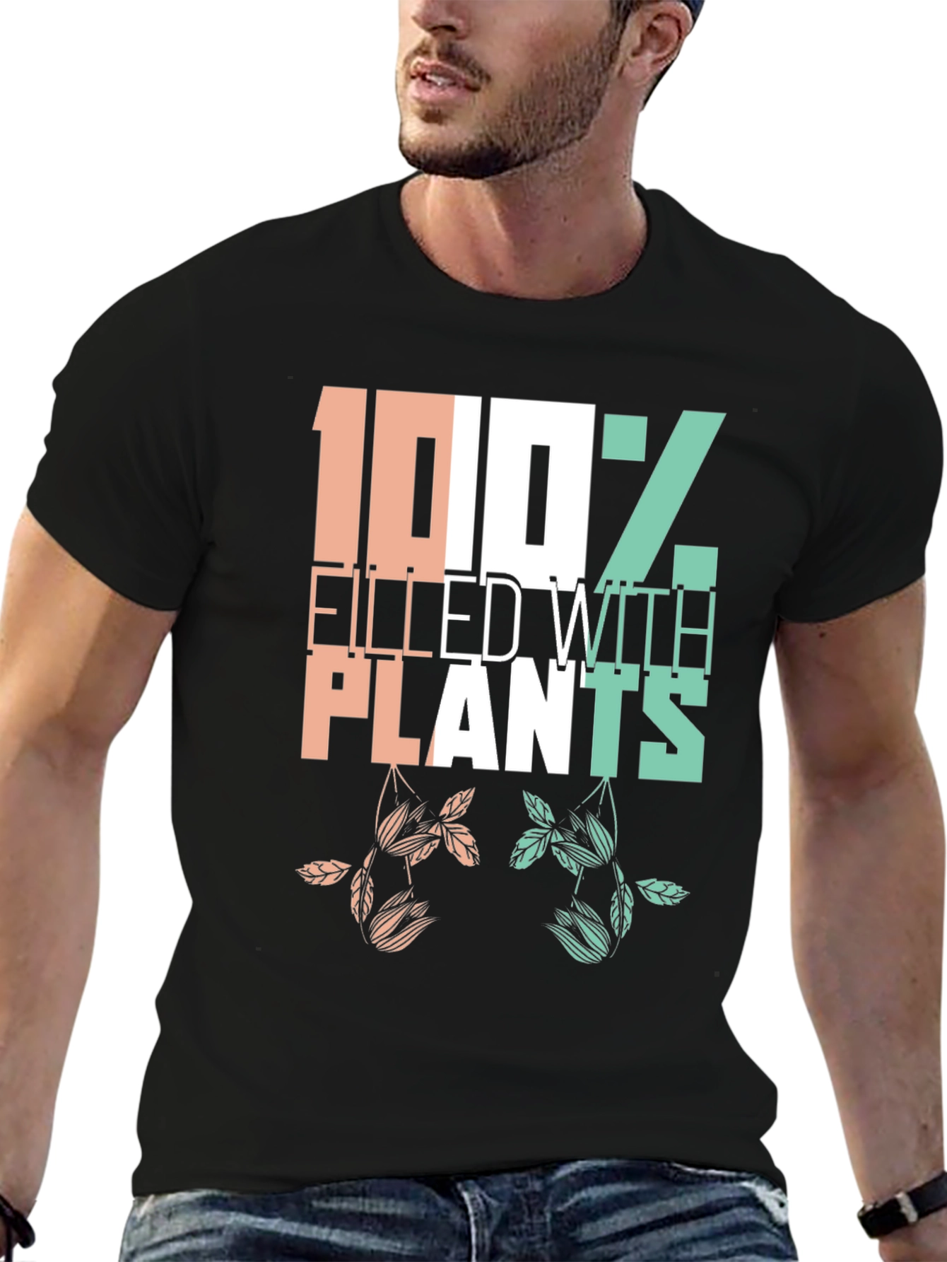Black Plant Lover T-Shirt - 100% Filled with Plants view 6