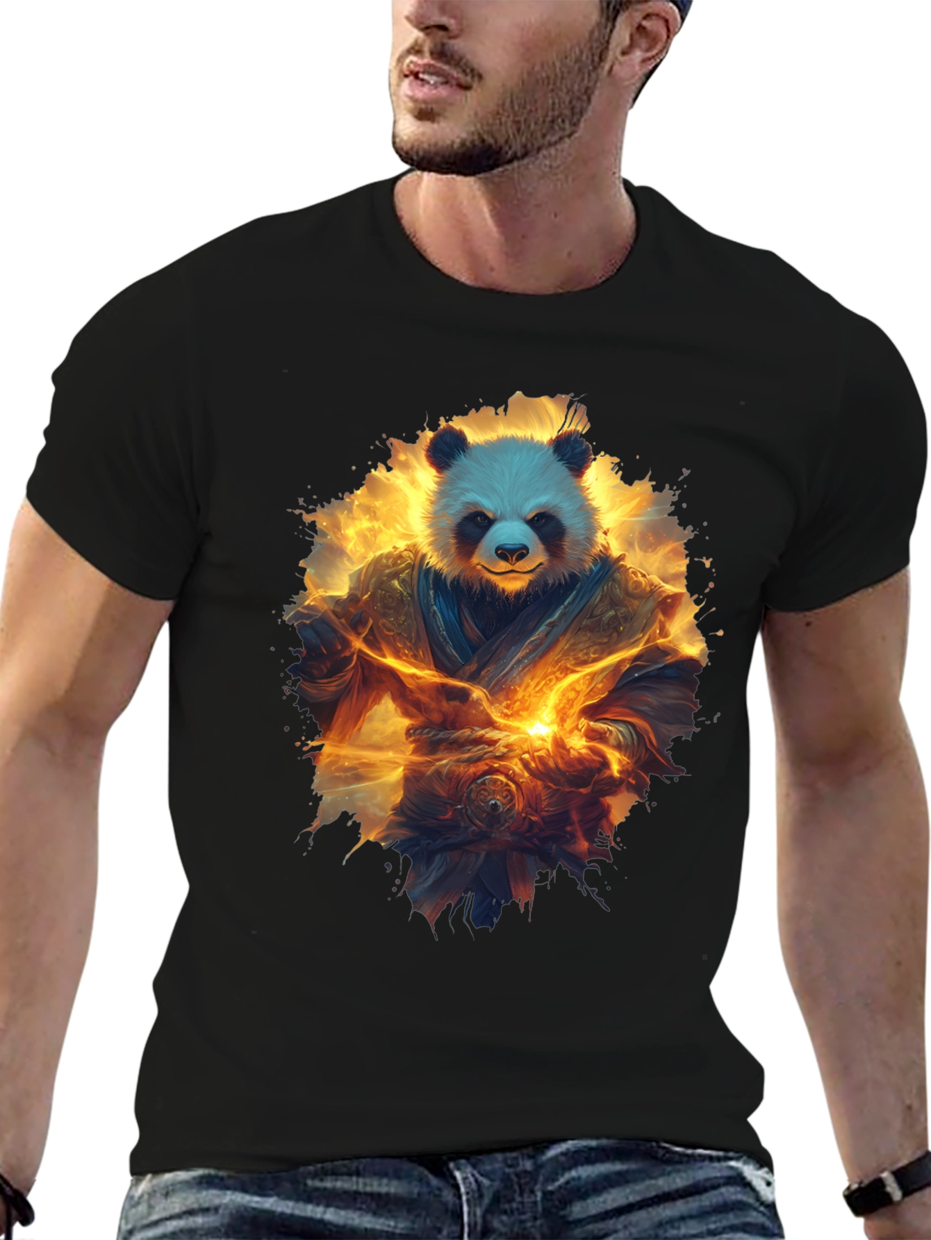 Black Panda Warrior Graphic T-Shirt view 6