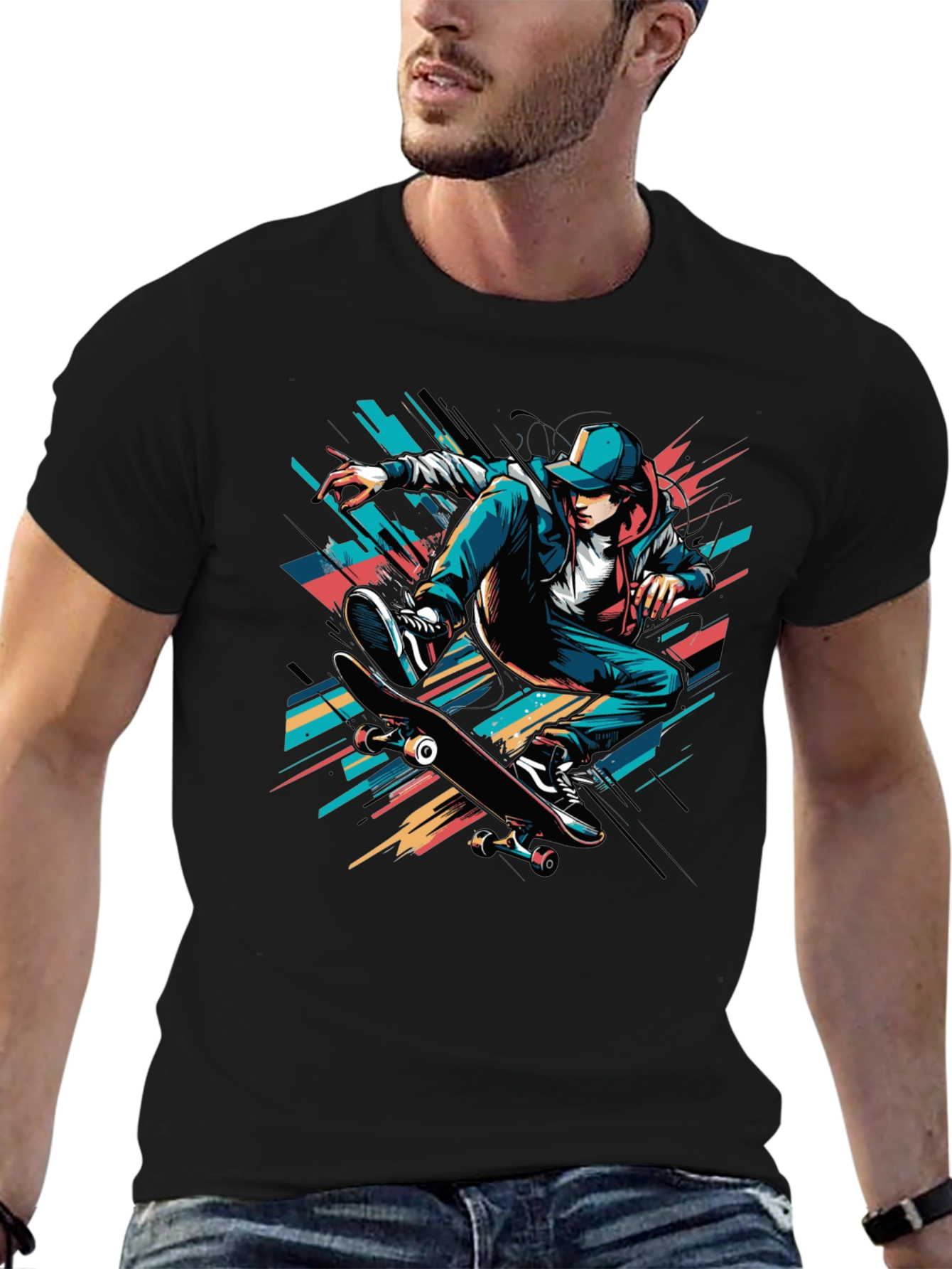 Black Skater Graphic Tee - Cool Black T-Shirt view 6