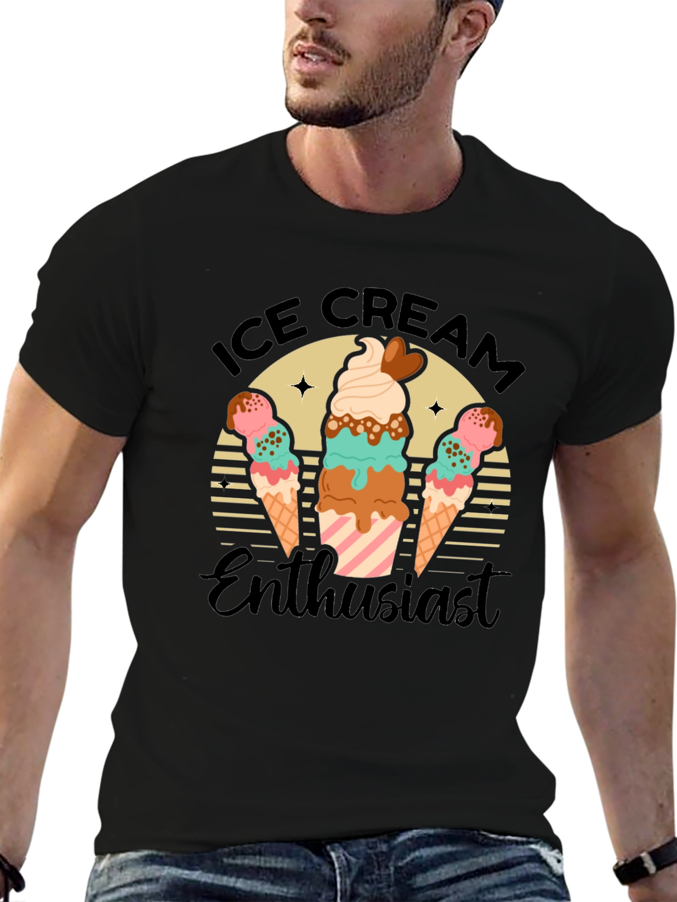 Black Ice Cream Enthusiast Graphic Tee view 6