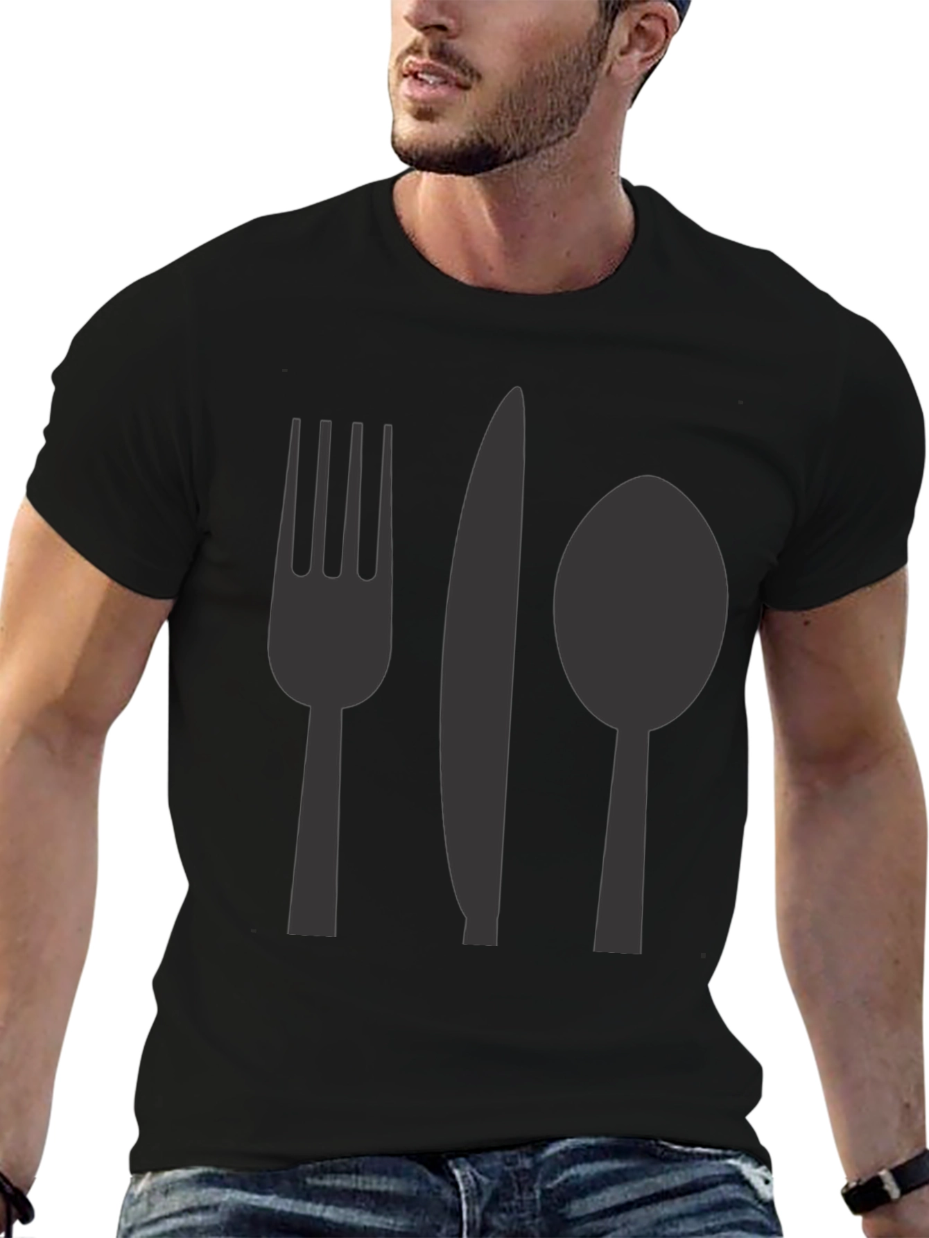 Black Cutlery Graphic T-Shirt - Casual Cotton Tee view 6