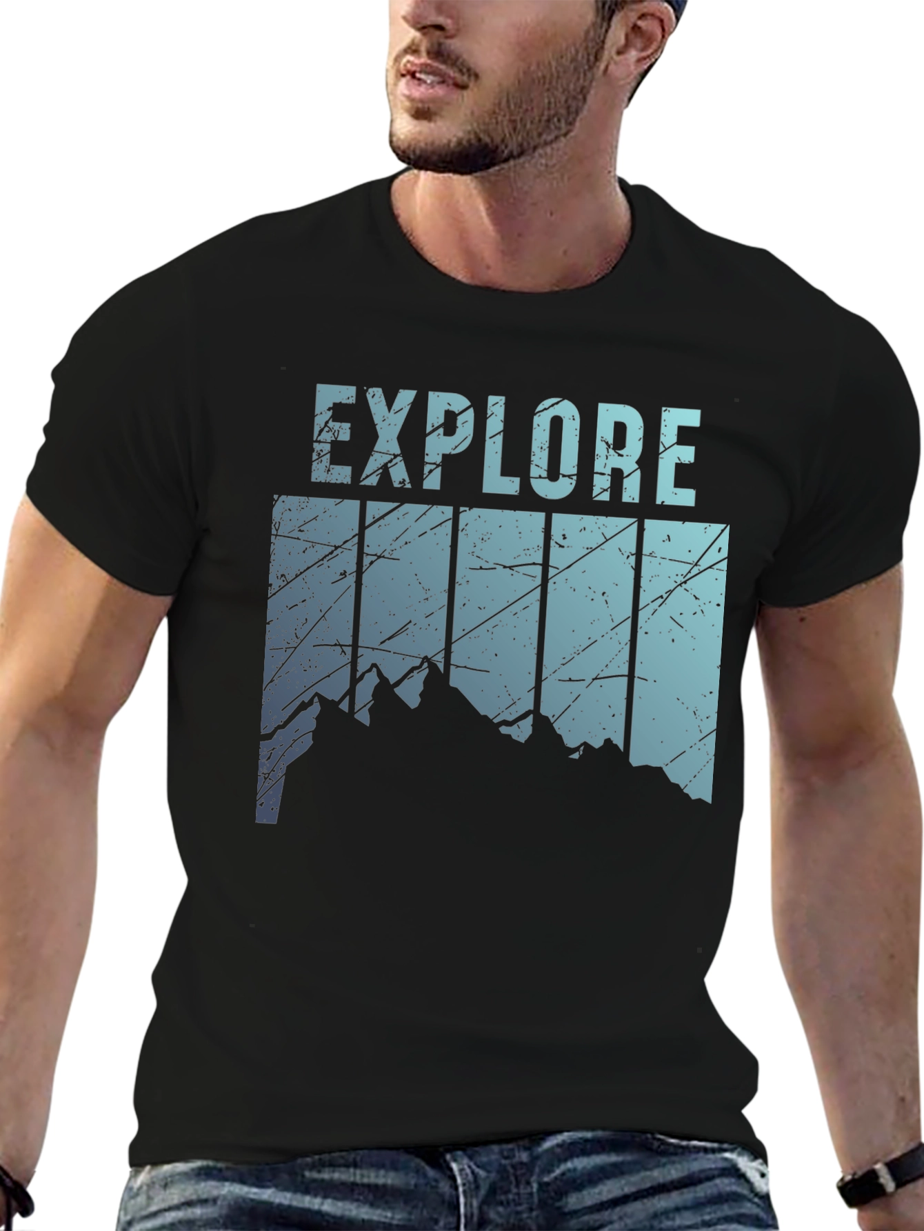 Black Explore Mountain Graphic Tee - Black view 6