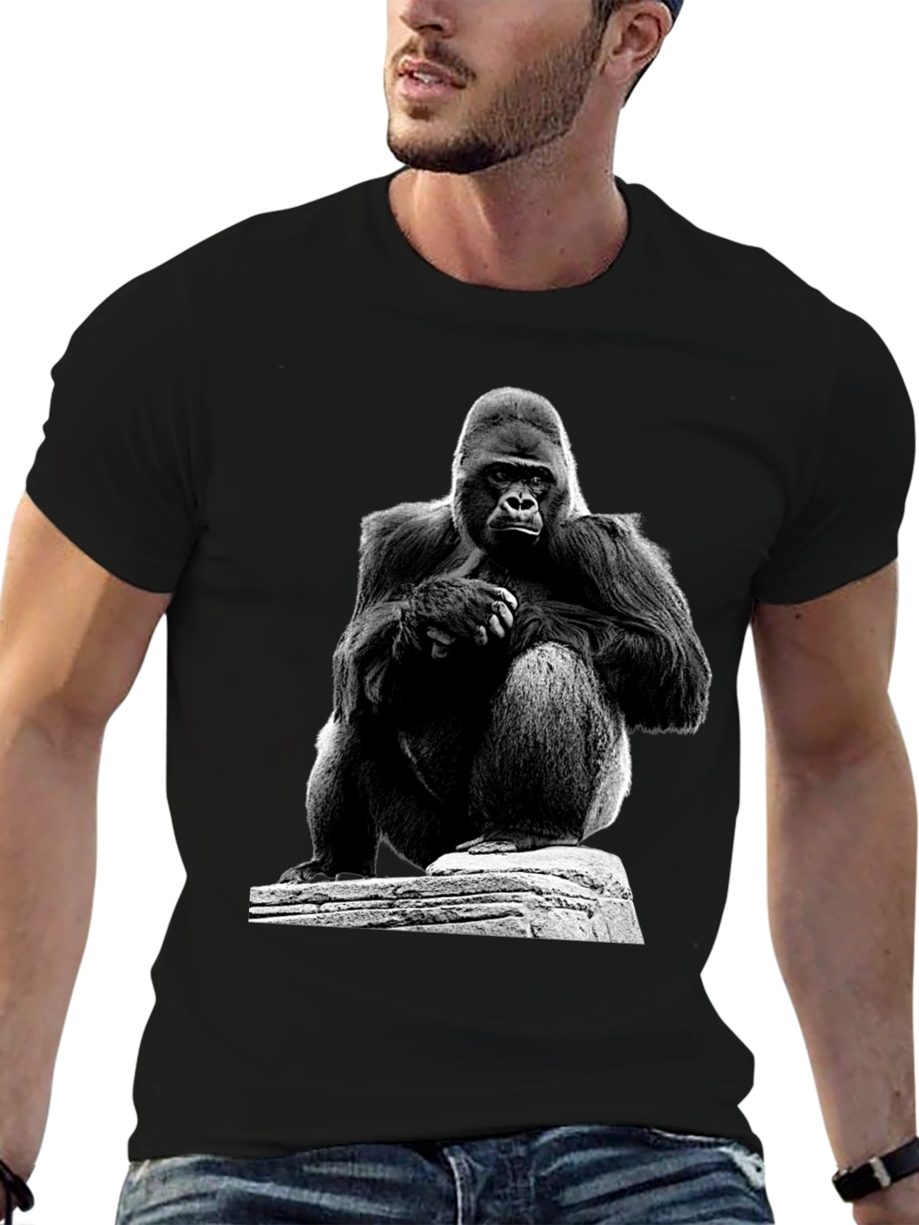 Black Gorilla Graphic T-Shirt - Black Unisex Tee view 6