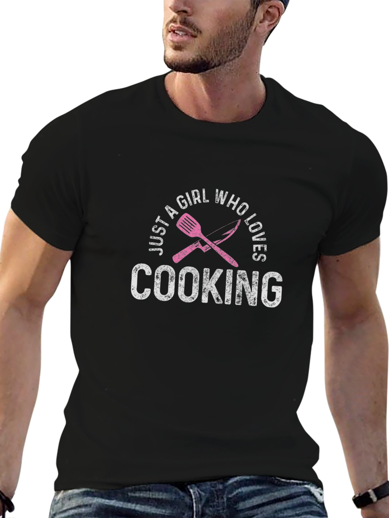 Black Just a Girl Who Loves Cooking T-Shirt view 6