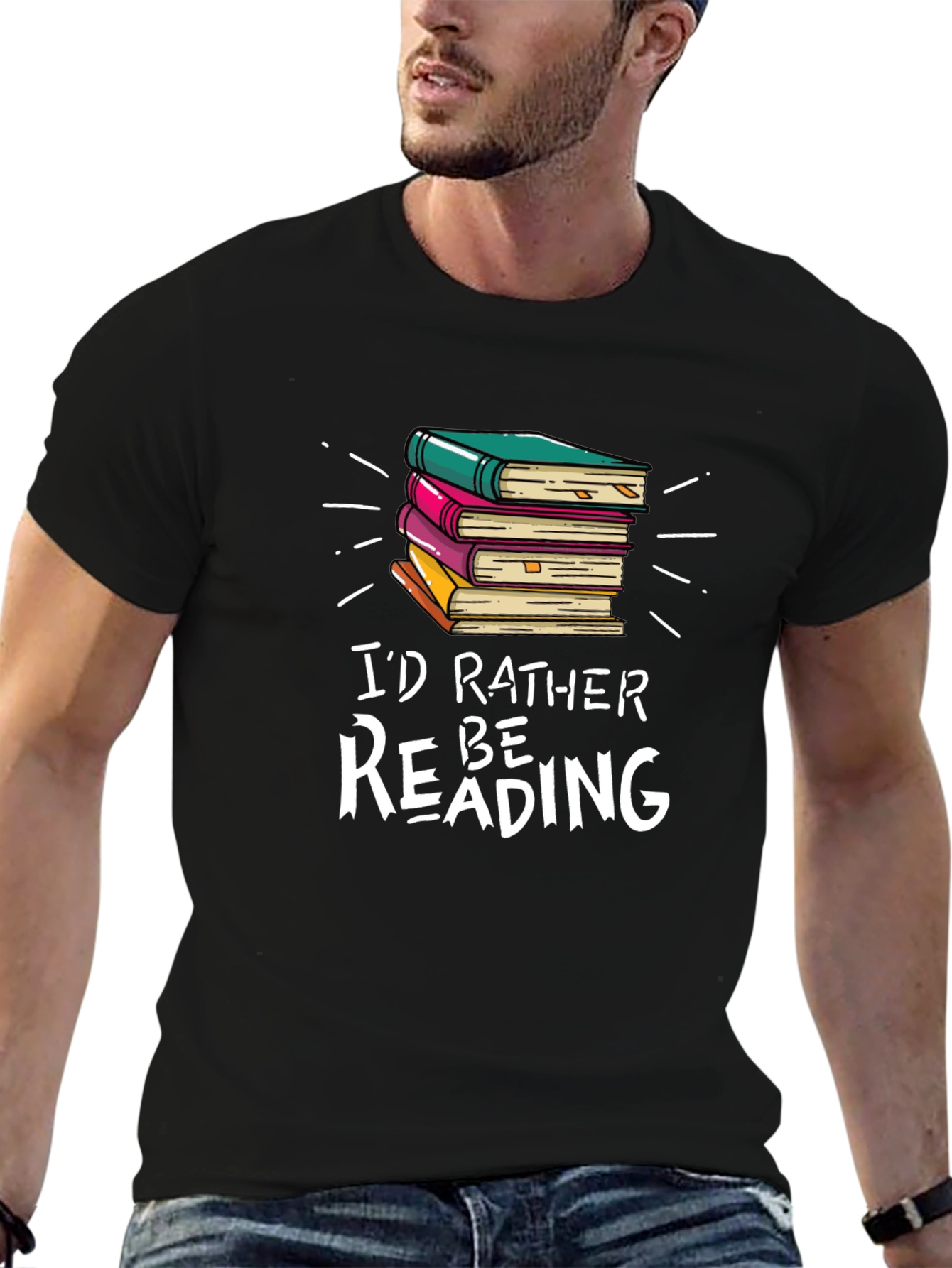 Black I'd Rather Be Reading Graphic T-Shirt view 6