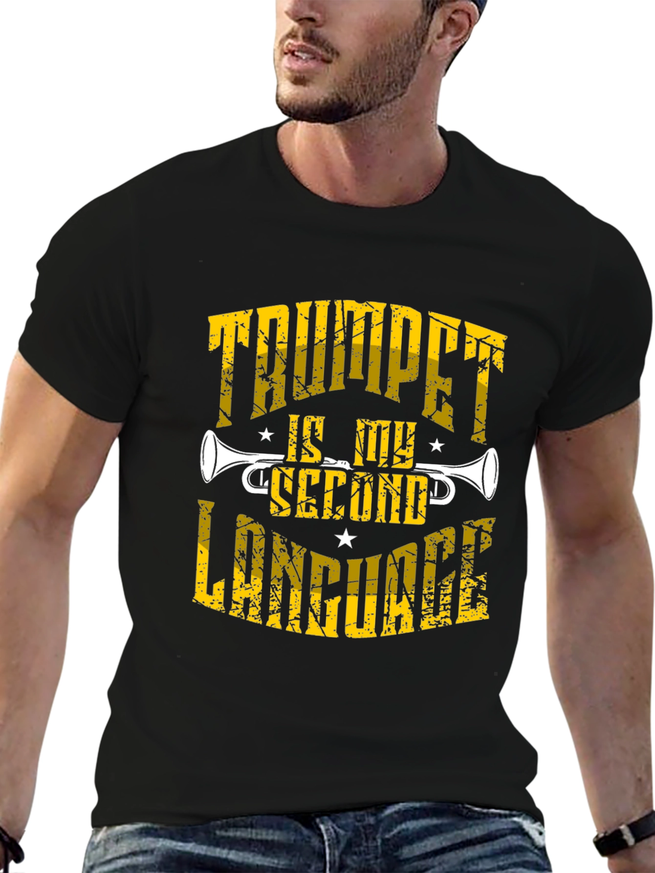 Black Trumpet is My Second Language Black T-Shirt view 6