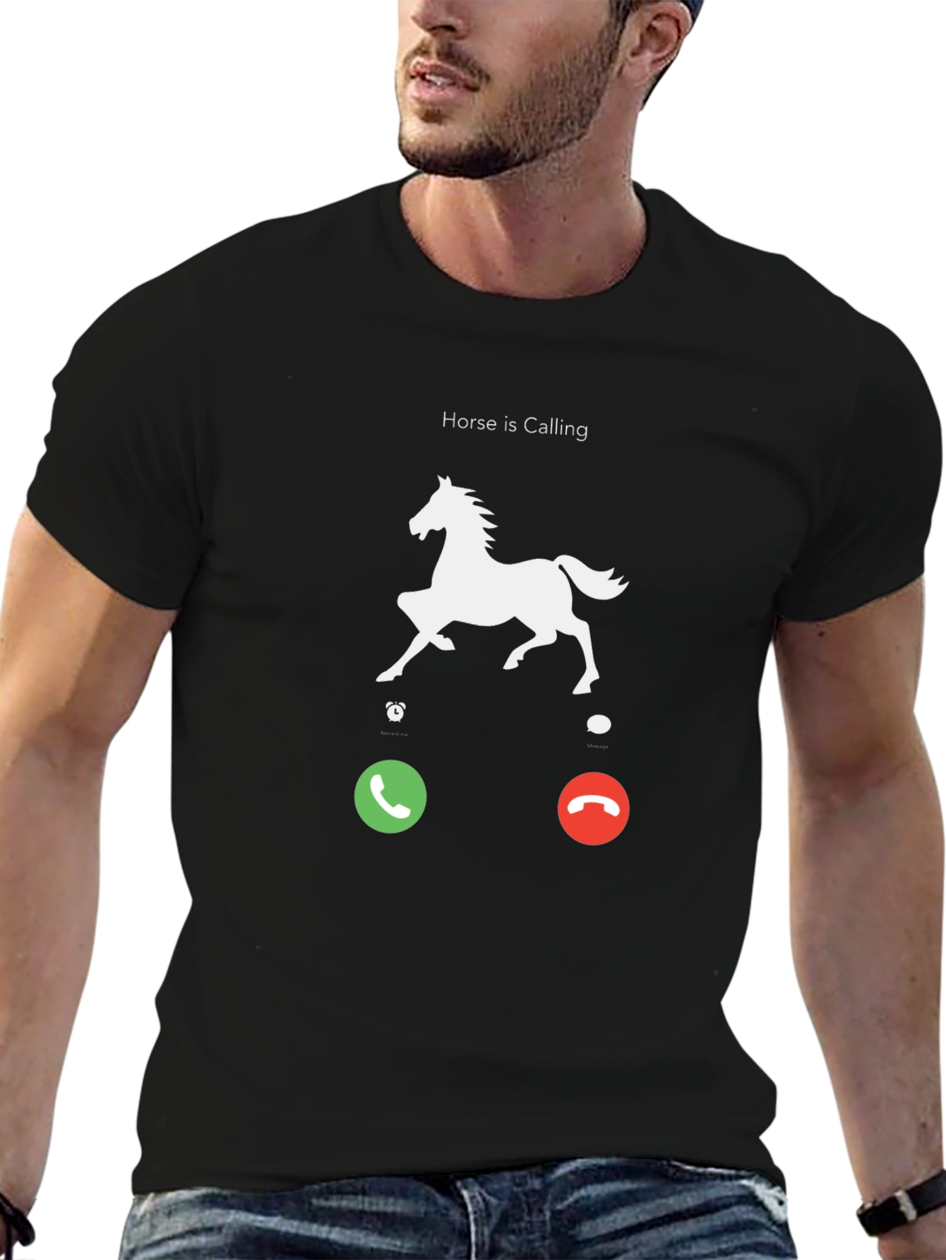 Black Horse is Calling T-Shirt - Funny Animal Lover Tee view 6