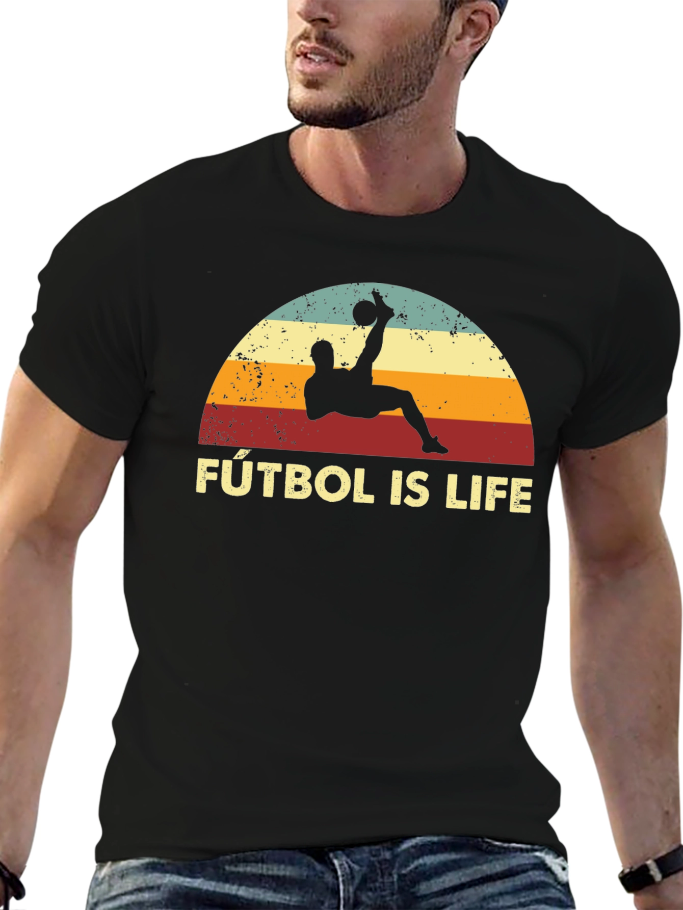 Black Fútbol Is Life Graphic T-Shirt view 6