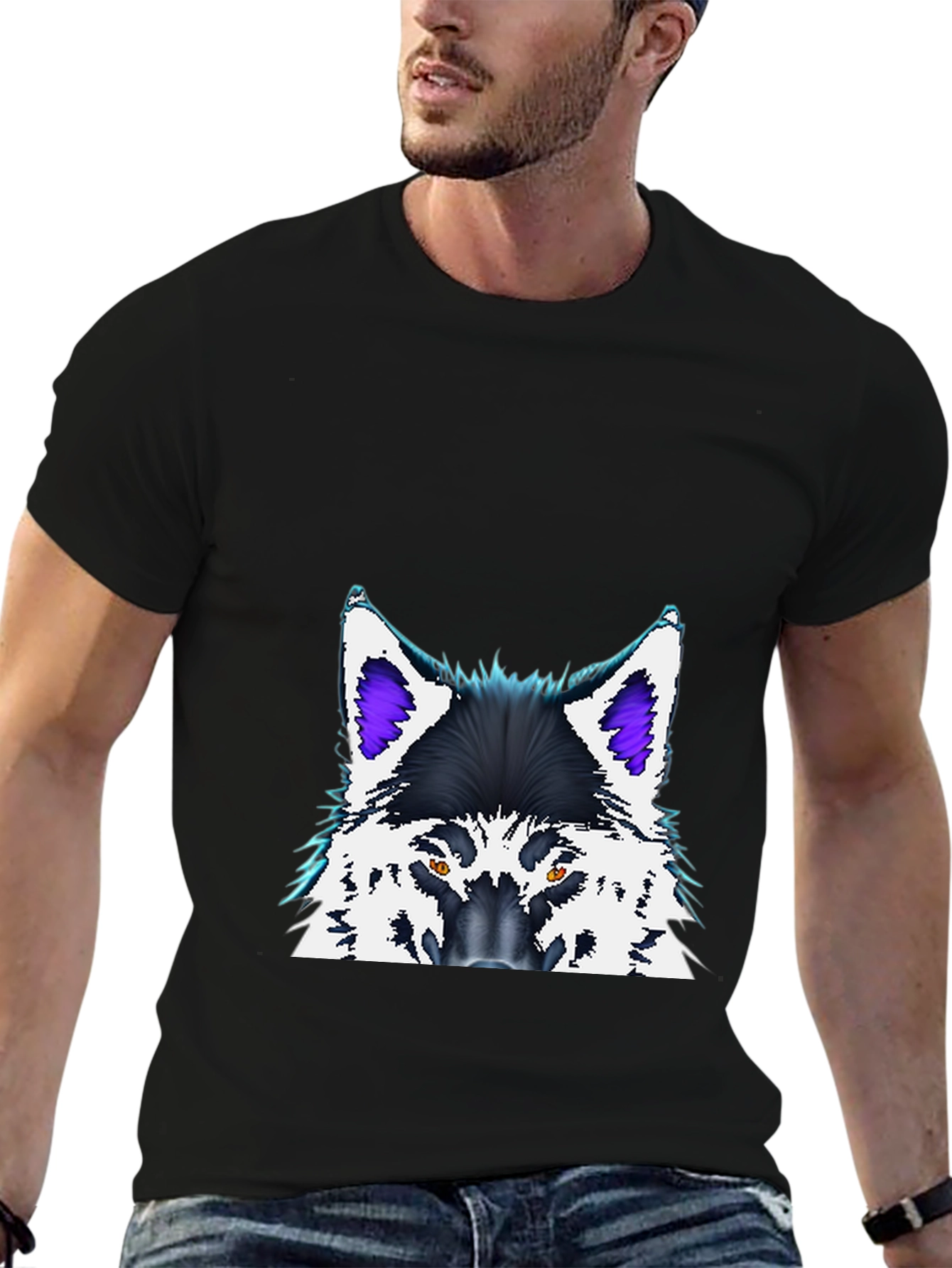 Black Wolf Graphic Tee - Stylish Black T-Shirt view 6