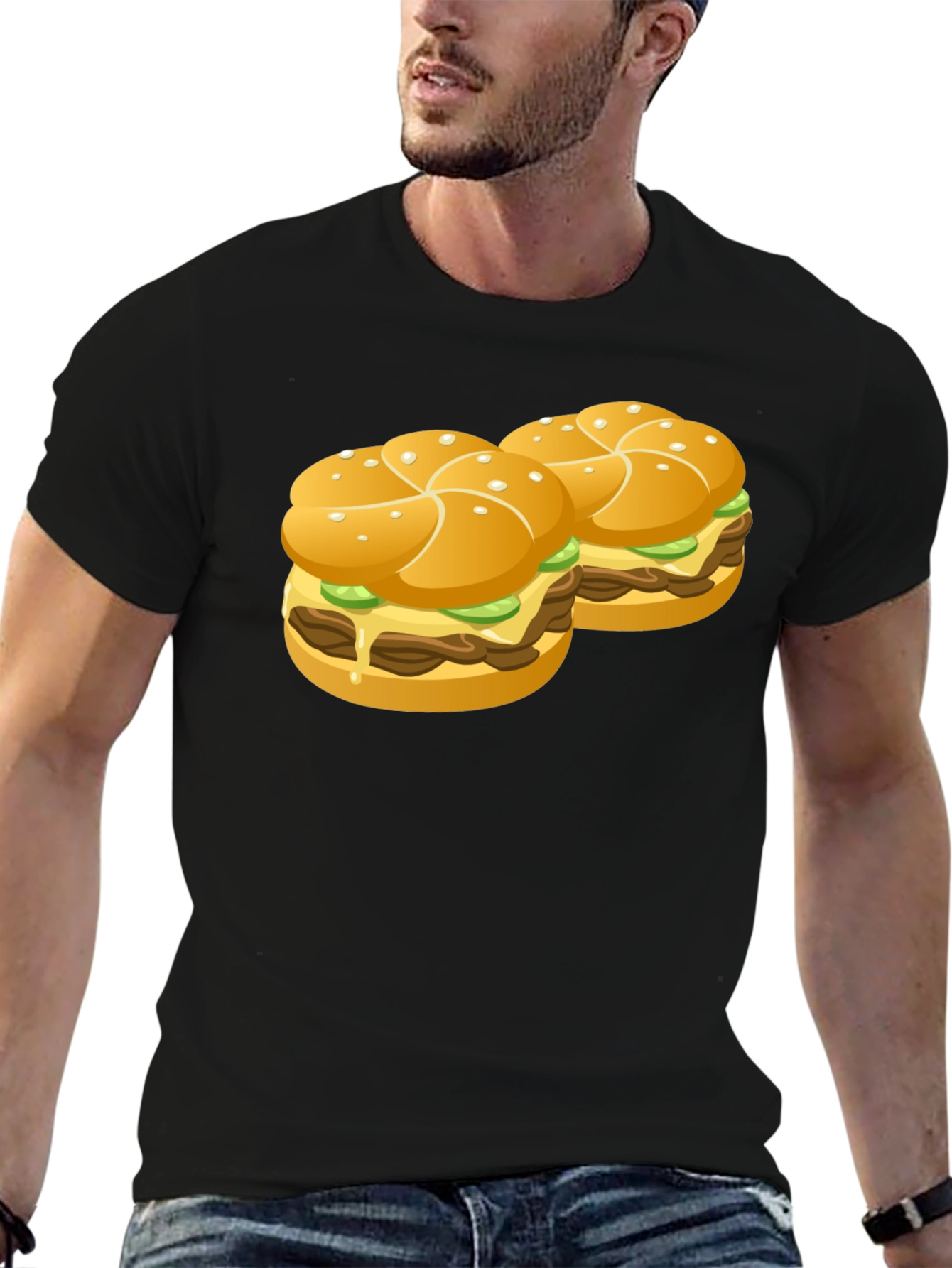 Black Burger Graphic Black T-Shirt view 6