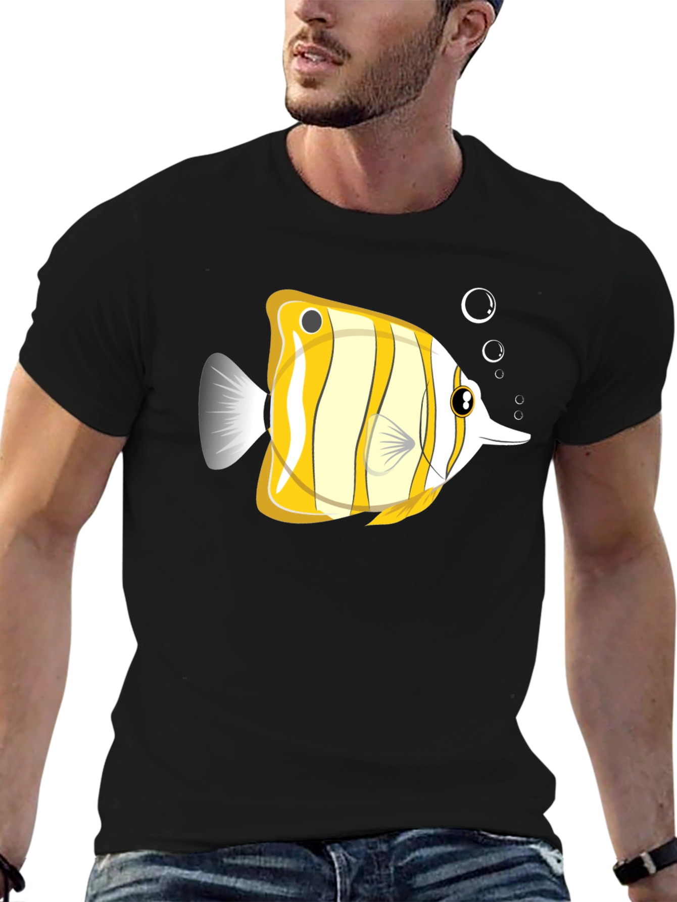 Black Striped Fish Graphic Tee - Unique Design view 6