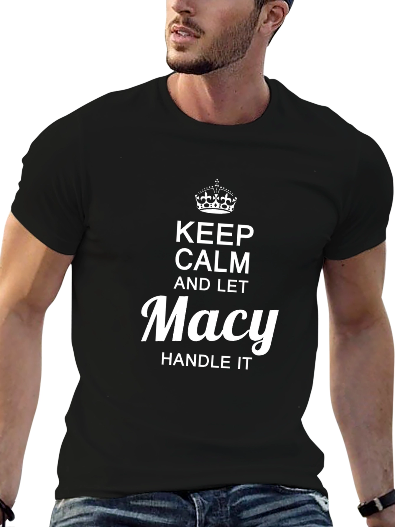 Black Keep Calm & Let Macy Handle It - Novelty T-Shirt view 6