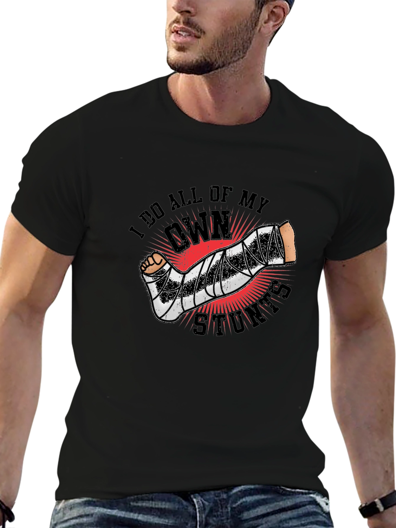 Black I Do All My Own Stunts T-Shirt view 6