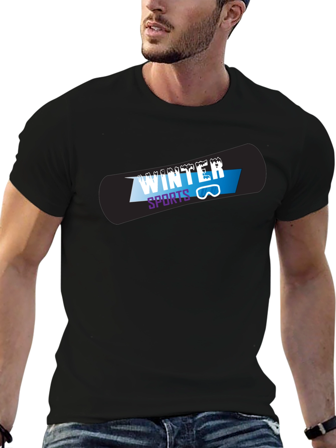 Black Winter Sports Graphic T-Shirt view 6