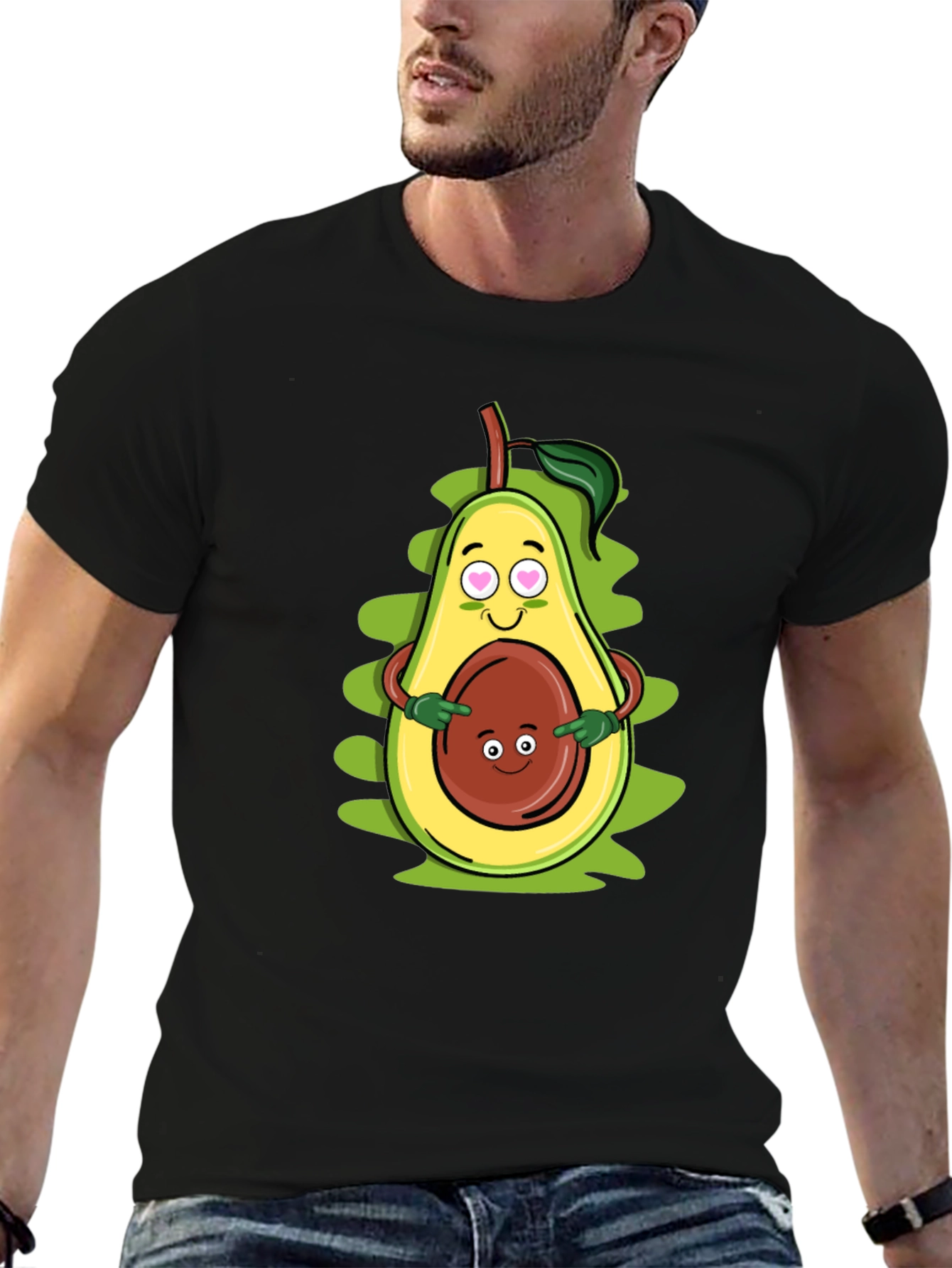 Black Funny Avocado Family Graphic T-Shirt view 6