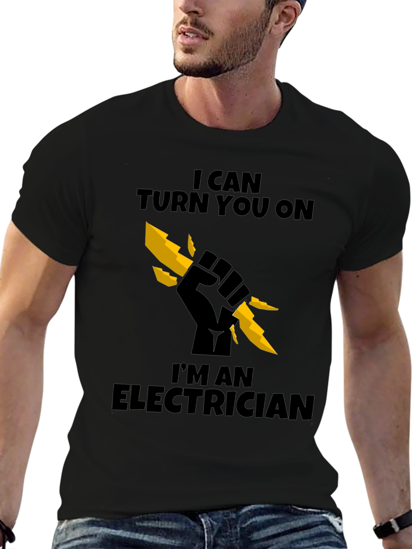 Black Electrician T-Shirt - I Can Turn You On view 6