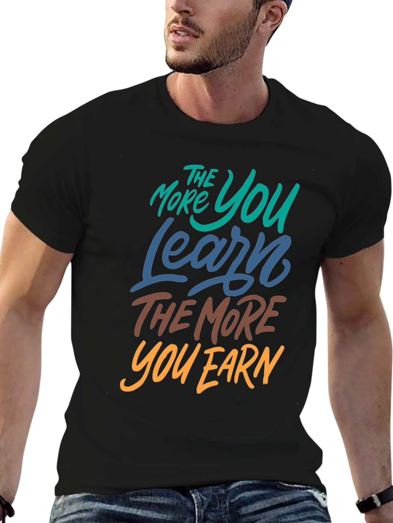 Black Learn More Earn More Graphic Tee view 6