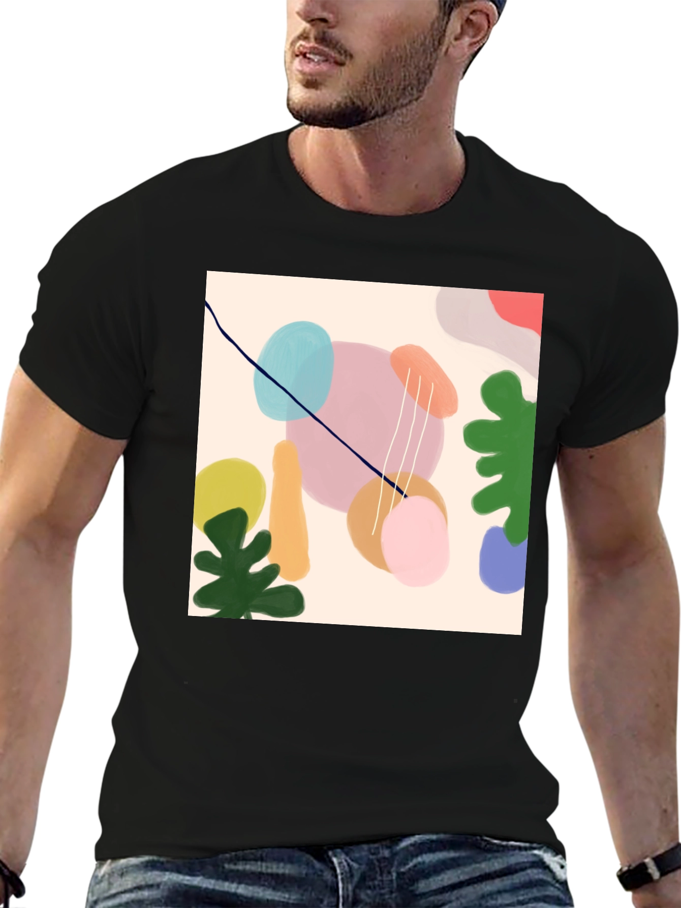 Black Abstract Art T-Shirt - Stylish Graphic Tee view 6