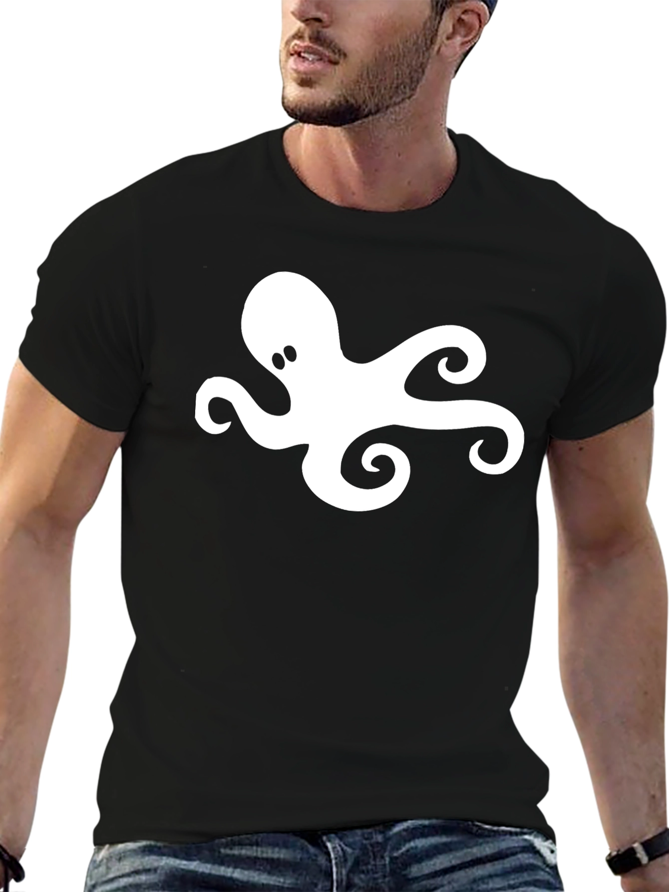 Black Octopus Graphic Tee - Black Cotton Blend view 6