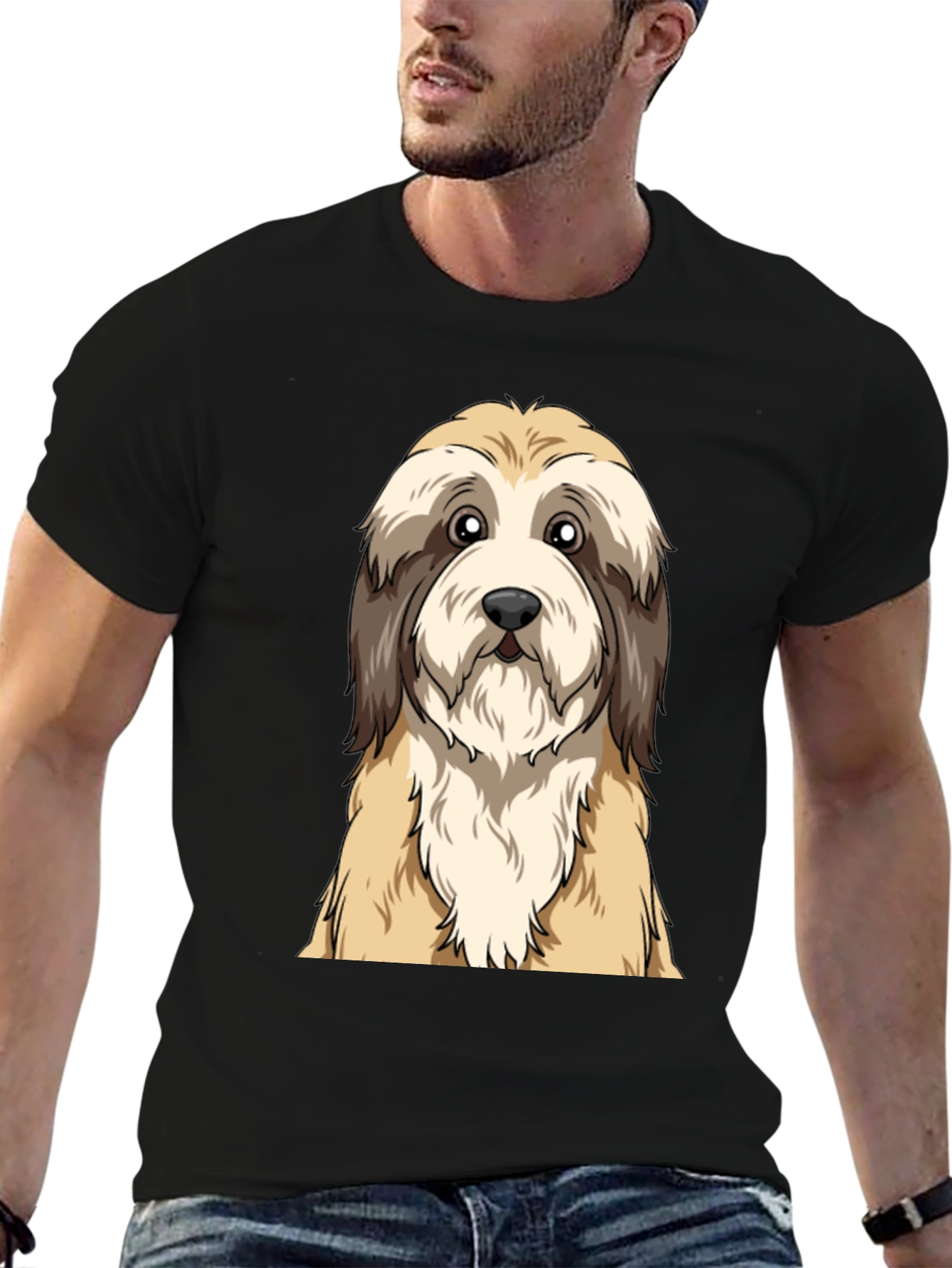 Black Cute Dog Graphic Tee - Unisex Black T-Shirt view 6