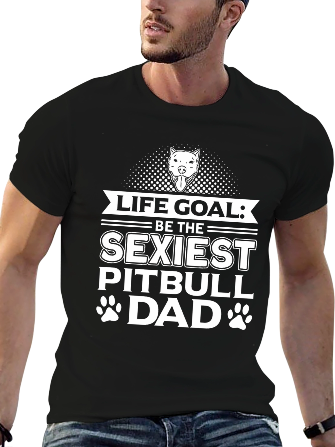 Black Sexiest Pitbull Dad Graphic Tee - Black view 6