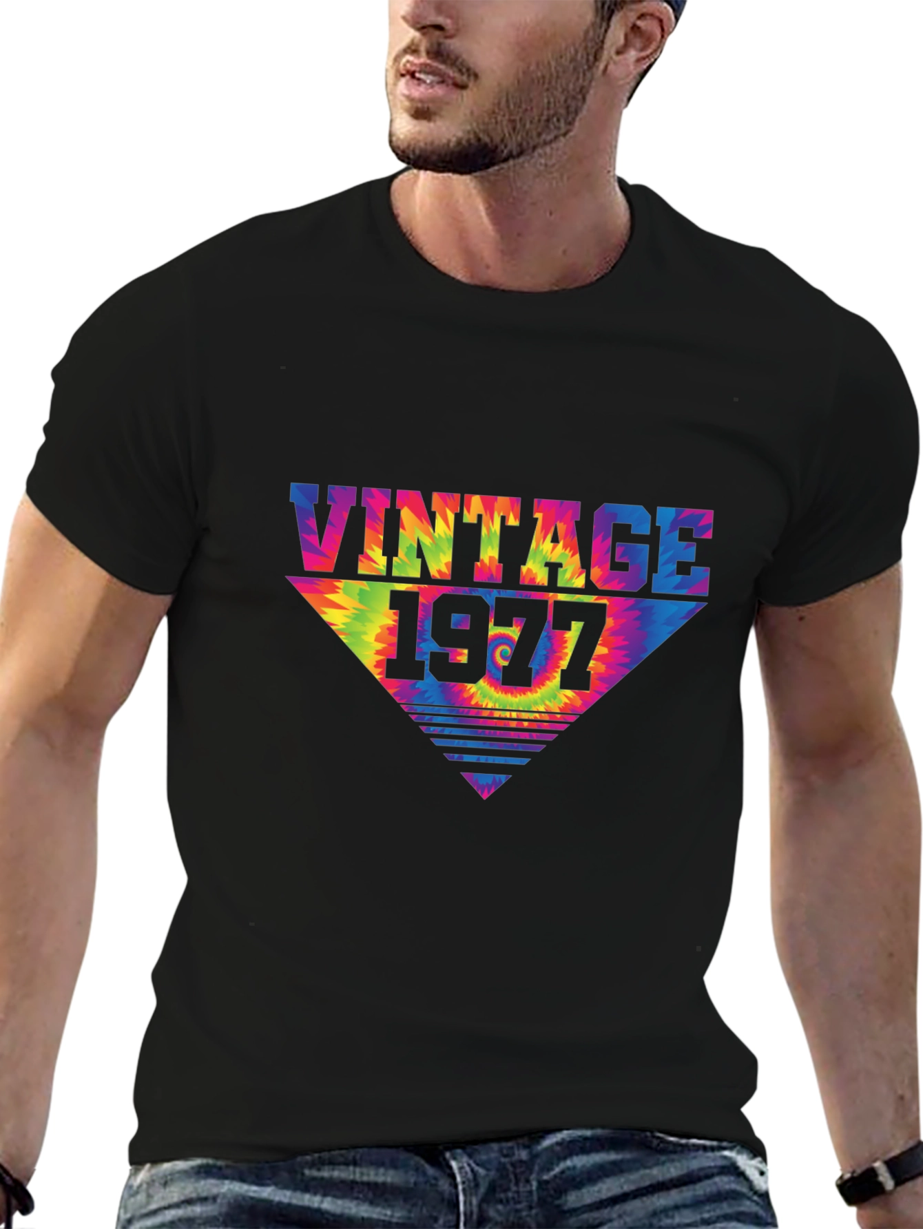 Black Vintage 1977 Tie Dye Graphic Tee view 6