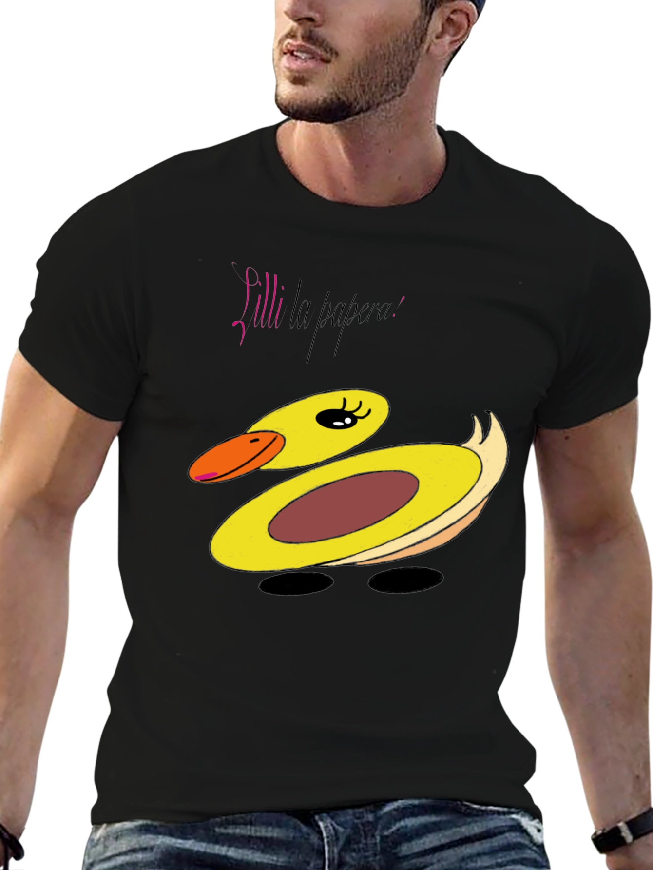 Black Duck Graphic T-Shirt - Playful Cartoon Design view 6