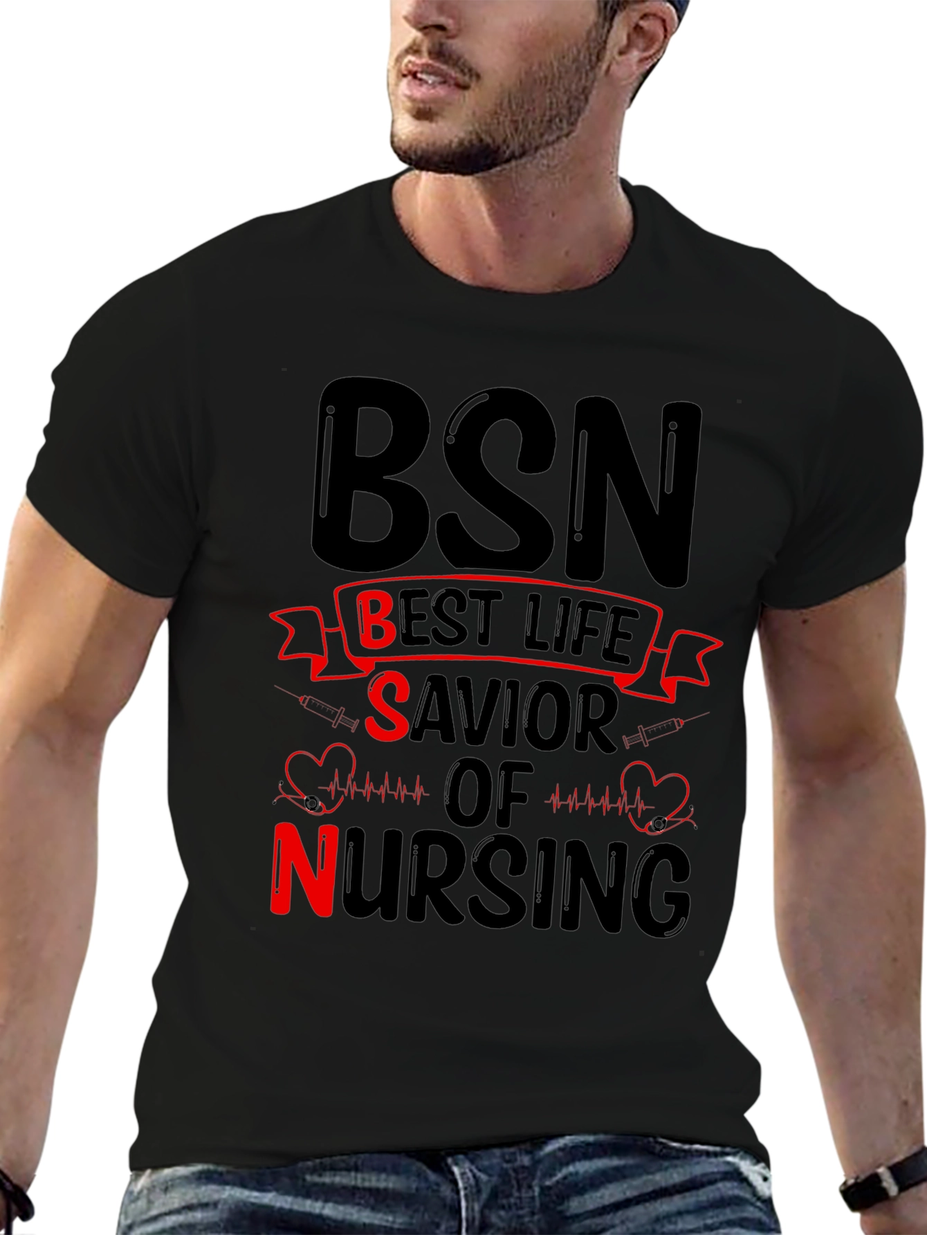 Black BSN Best Life Savior of Nursing T-Shirt view 6