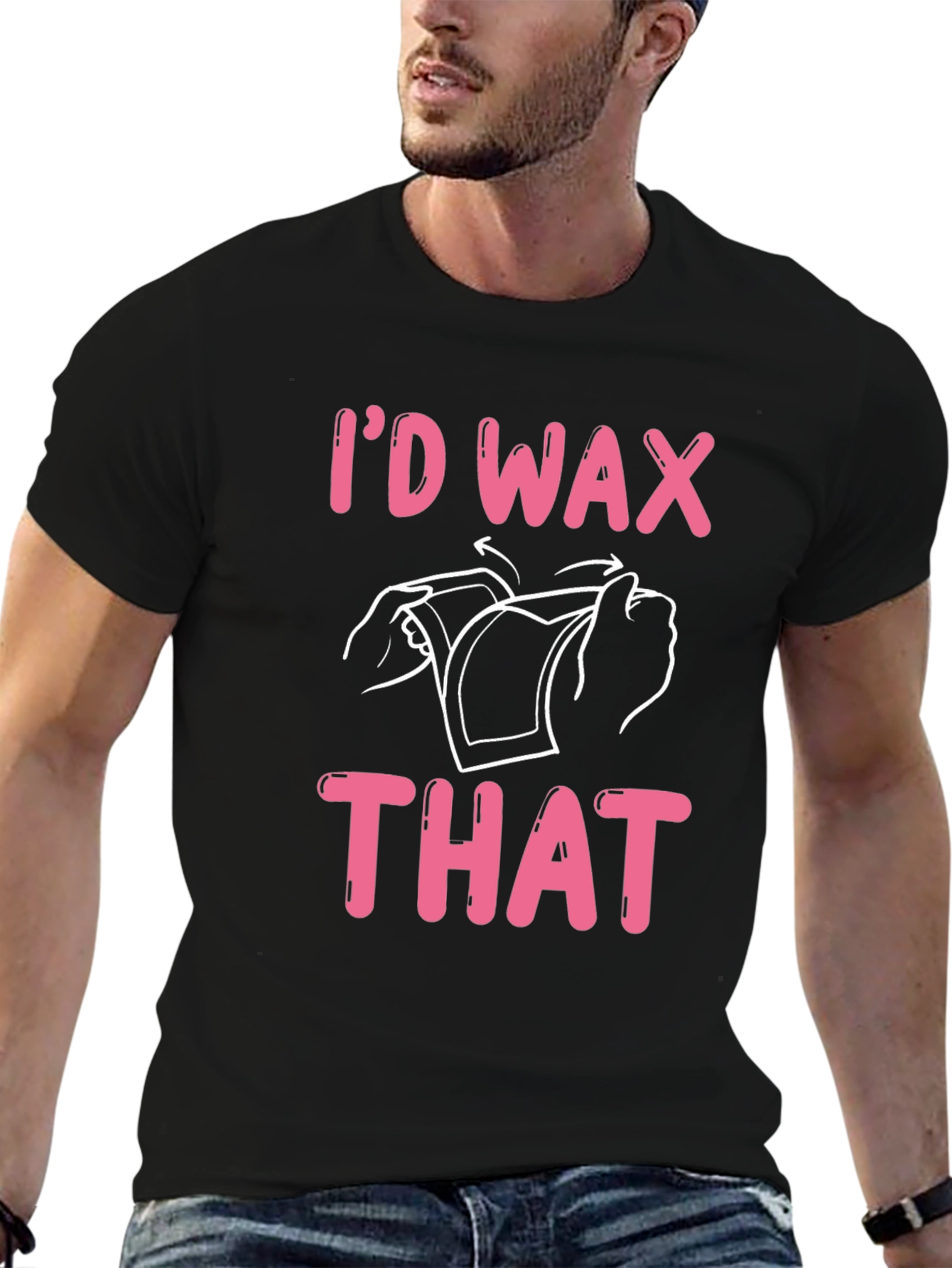 Black I'd Wax That Graphic Tee - Funny T-Shirt view 6