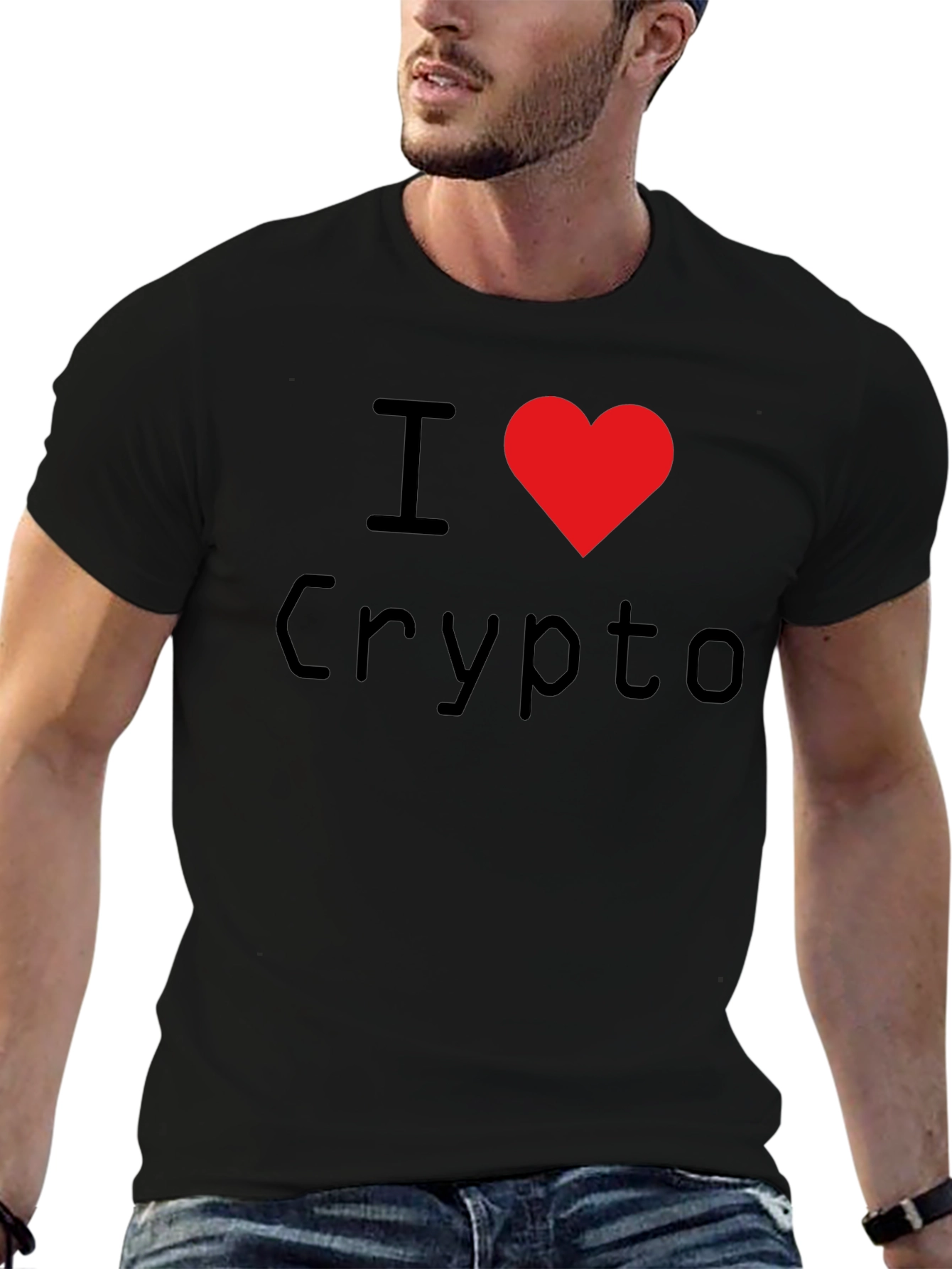 Black I Heart Crypto Black T-Shirt view 6