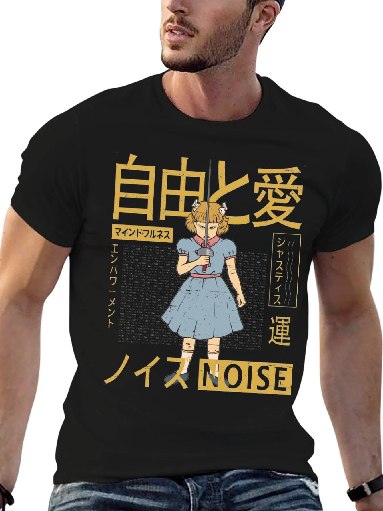 Black Anime Inspired Graphic Tee view 6