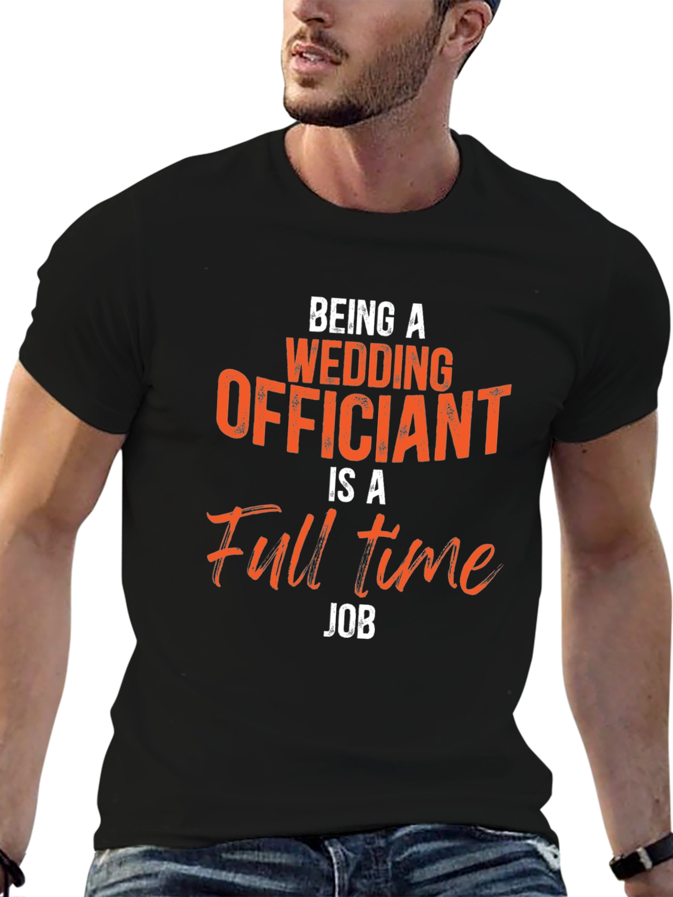 Black Wedding Officiant Full-Time Job T-Shirt view 6
