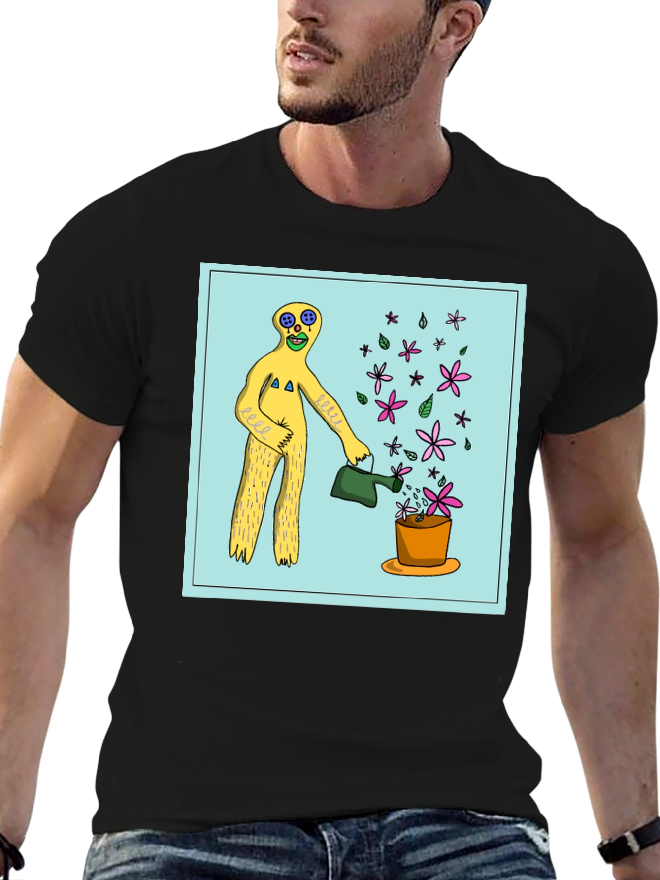 Black Surreal Gardener Graphic T-Shirt - Black view 6