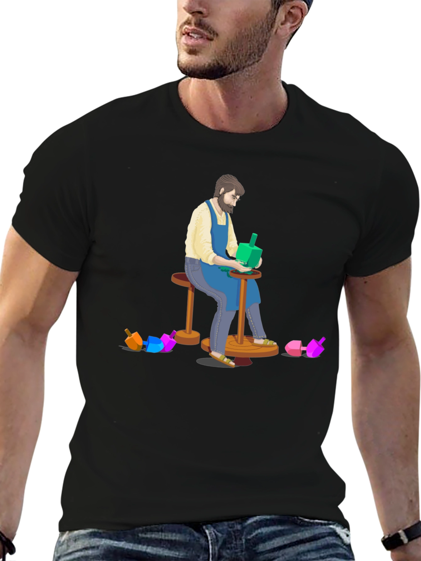 Black Artisan Dreidel Maker T-Shirt view 6