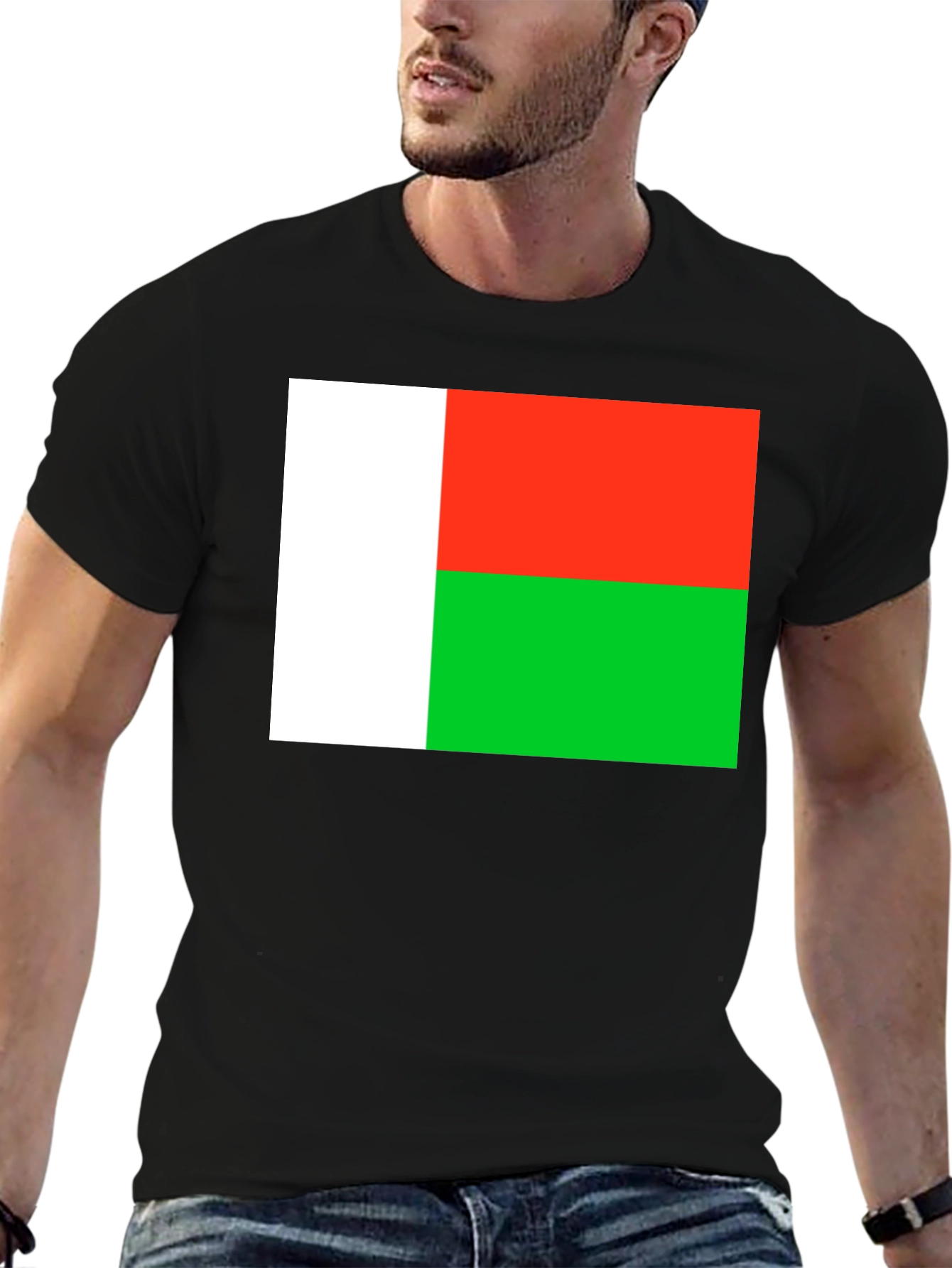 Black Madagascar Flag T-Shirt - Black Cotton Tee view 6