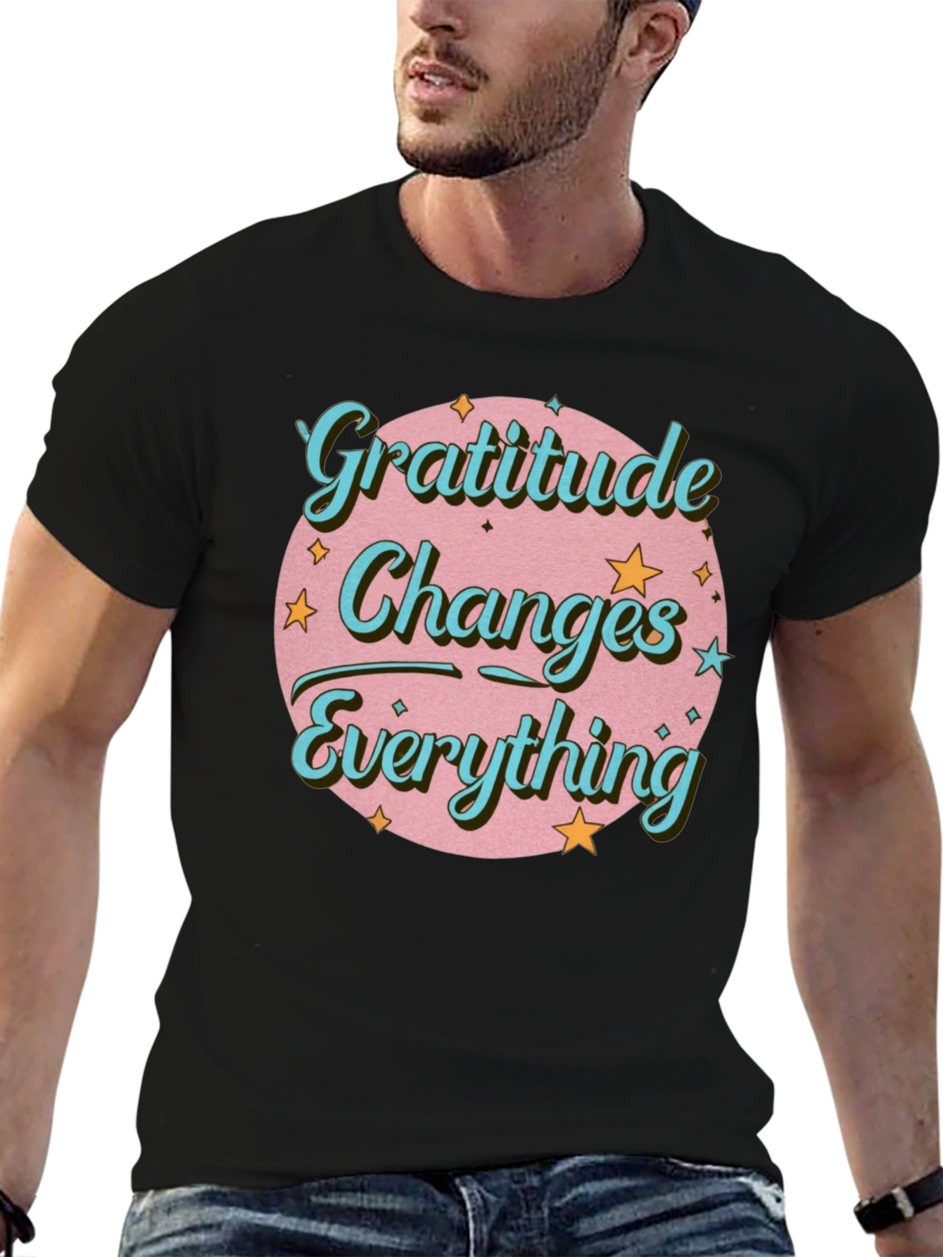 Black Gratitude Changes Everything Graphic T-Shirt view 6