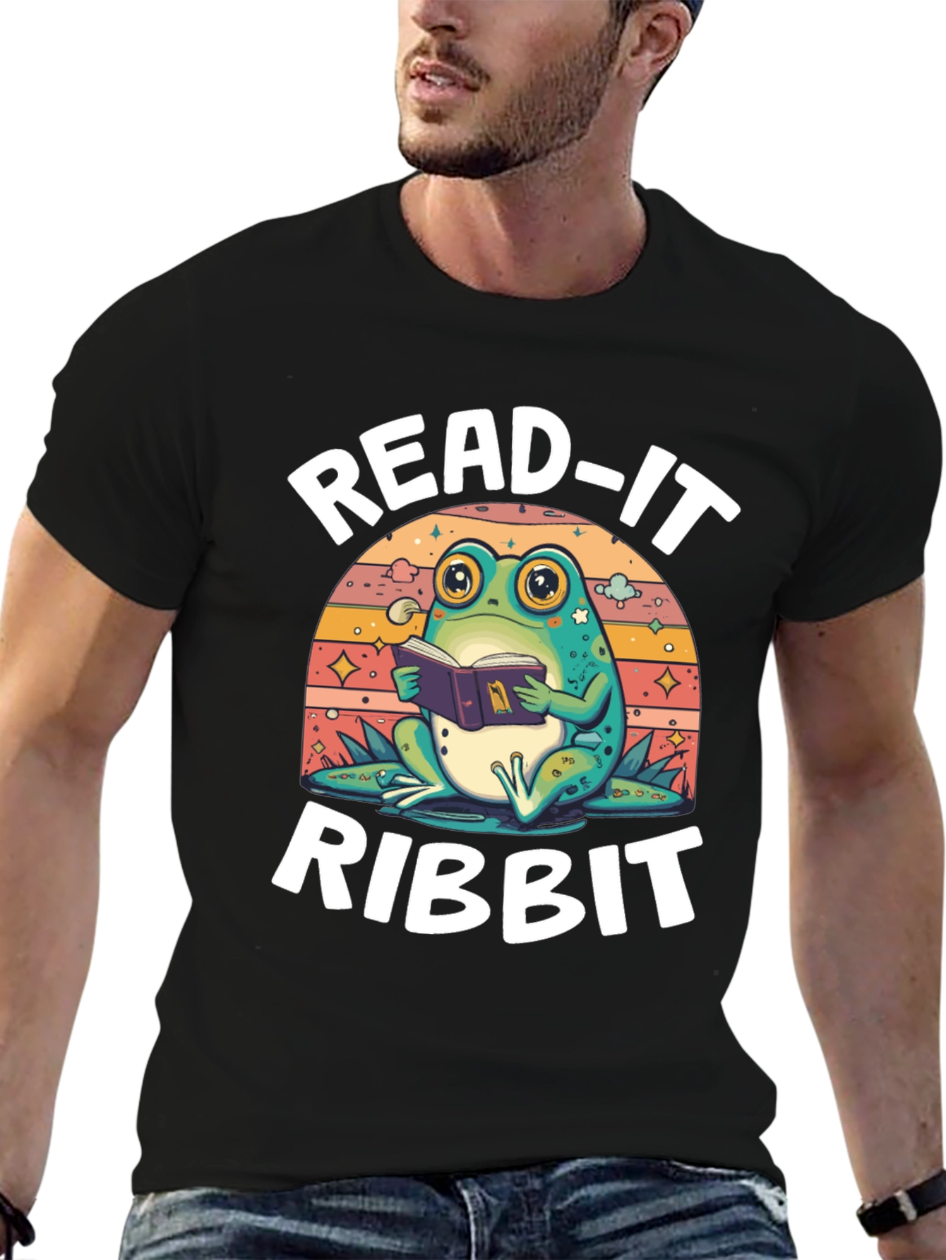 Black Read-It Ribbit Frog Graphic Tee - Book Lover Shirt view 6