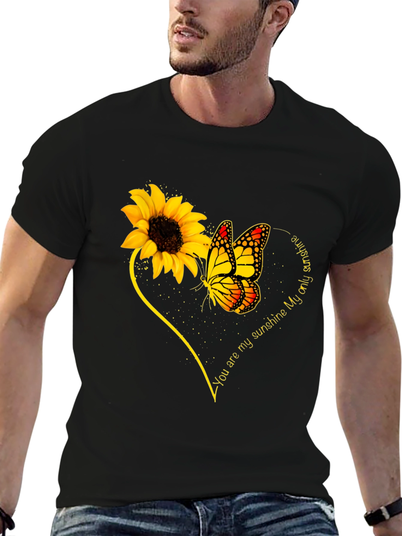 Black Sunflower Butterfly 'You Are My Sunshine' Graphic Tee view 6