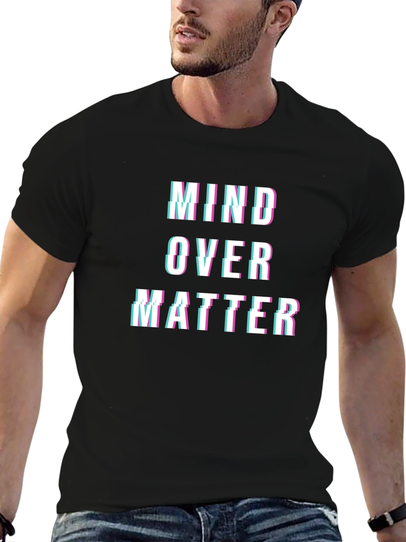 Black Mind Over Matter Glitch T-Shirt view 6