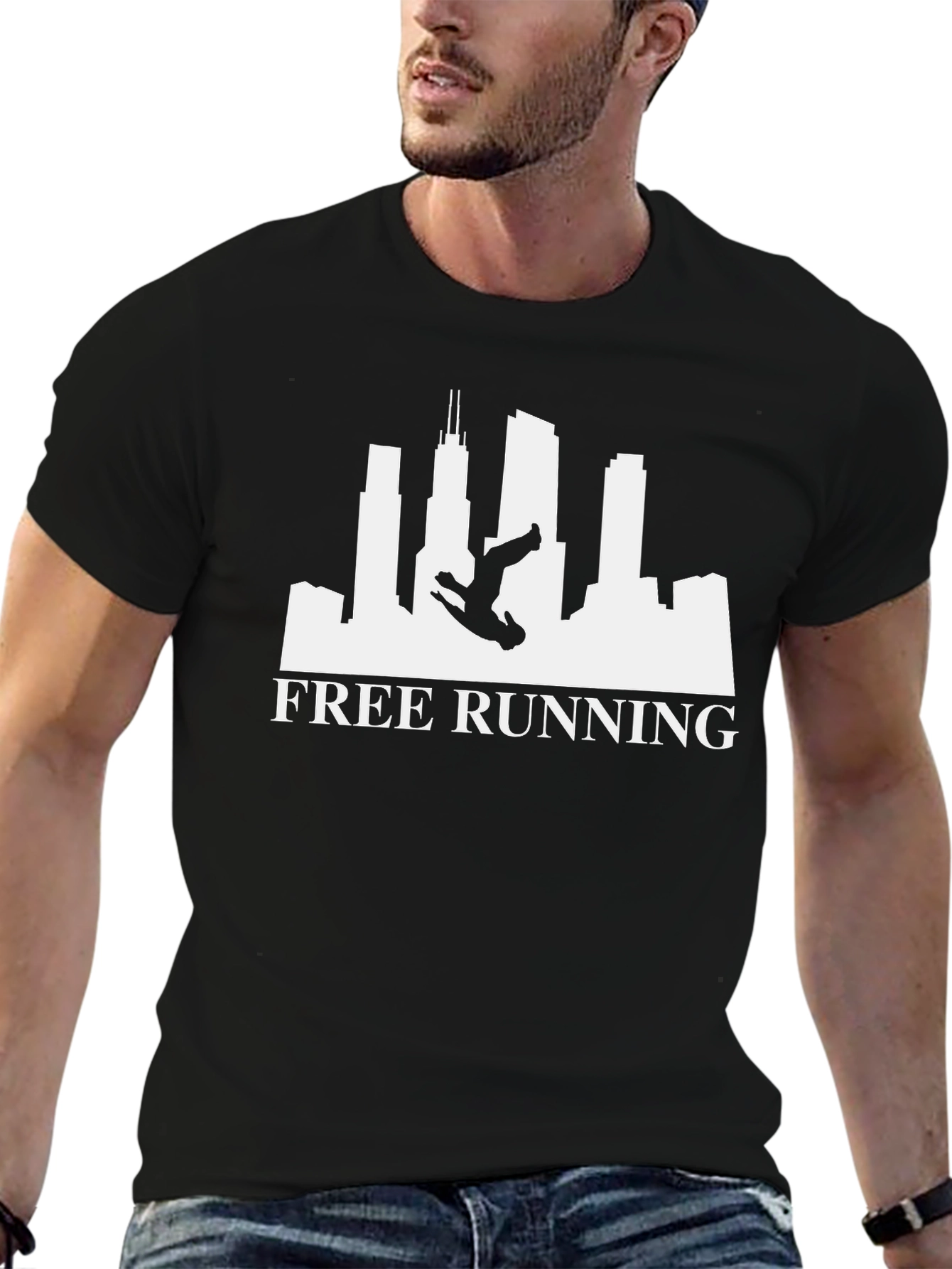 Black Free Running Silhouette T-Shirt | Urban Style view 6