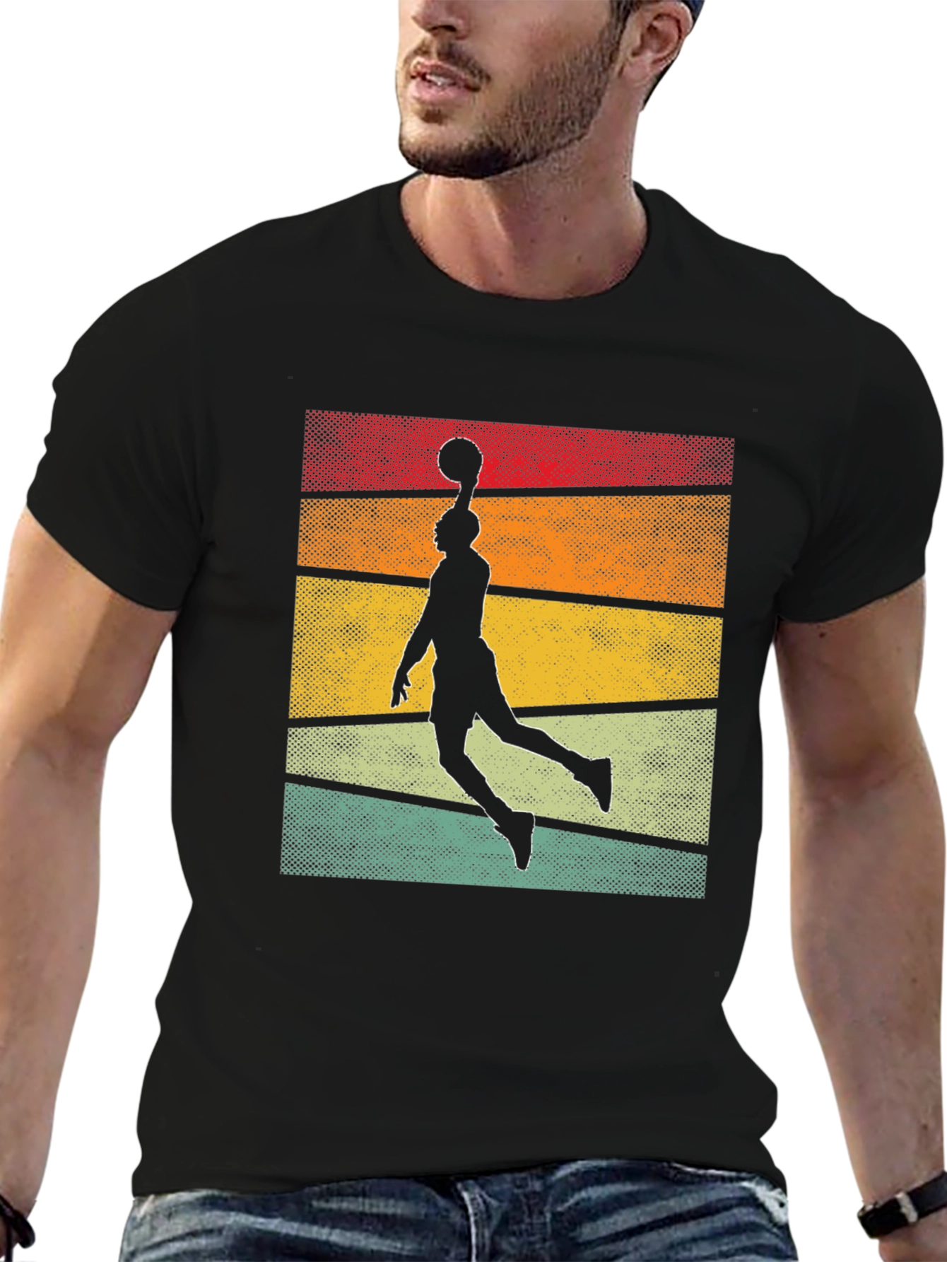 Black Vintage Basketball Player Graphic Tee view 6