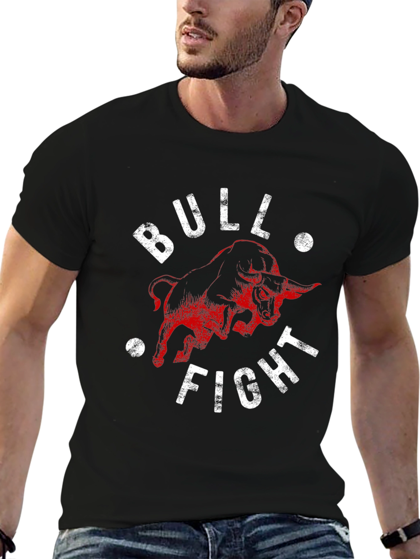 Black Bull Fight Graphic Tee - Bold & Unique Black T-Shirt view 6