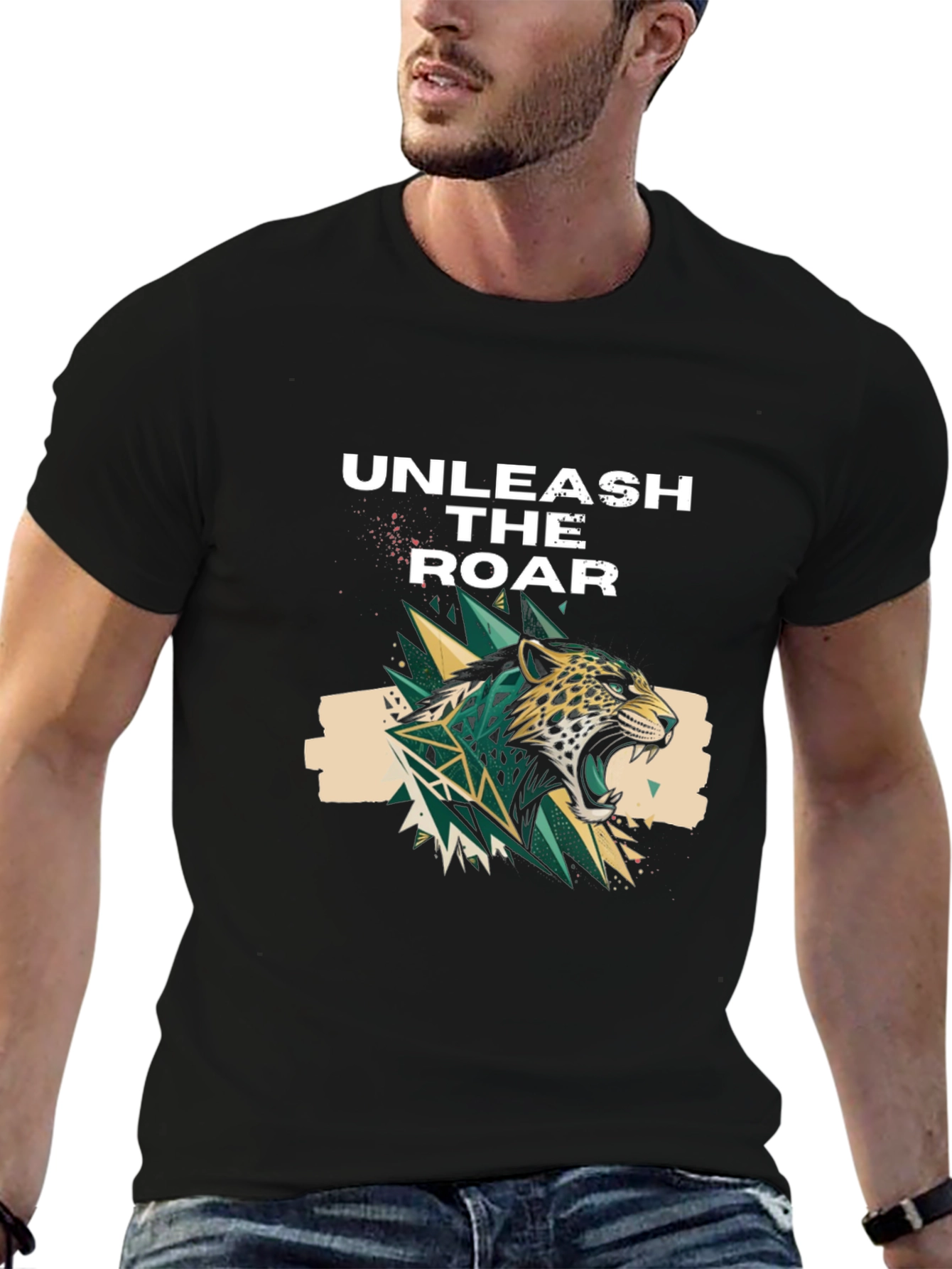 Black Unleash the Roar Graphic Print T-Shirt view 6